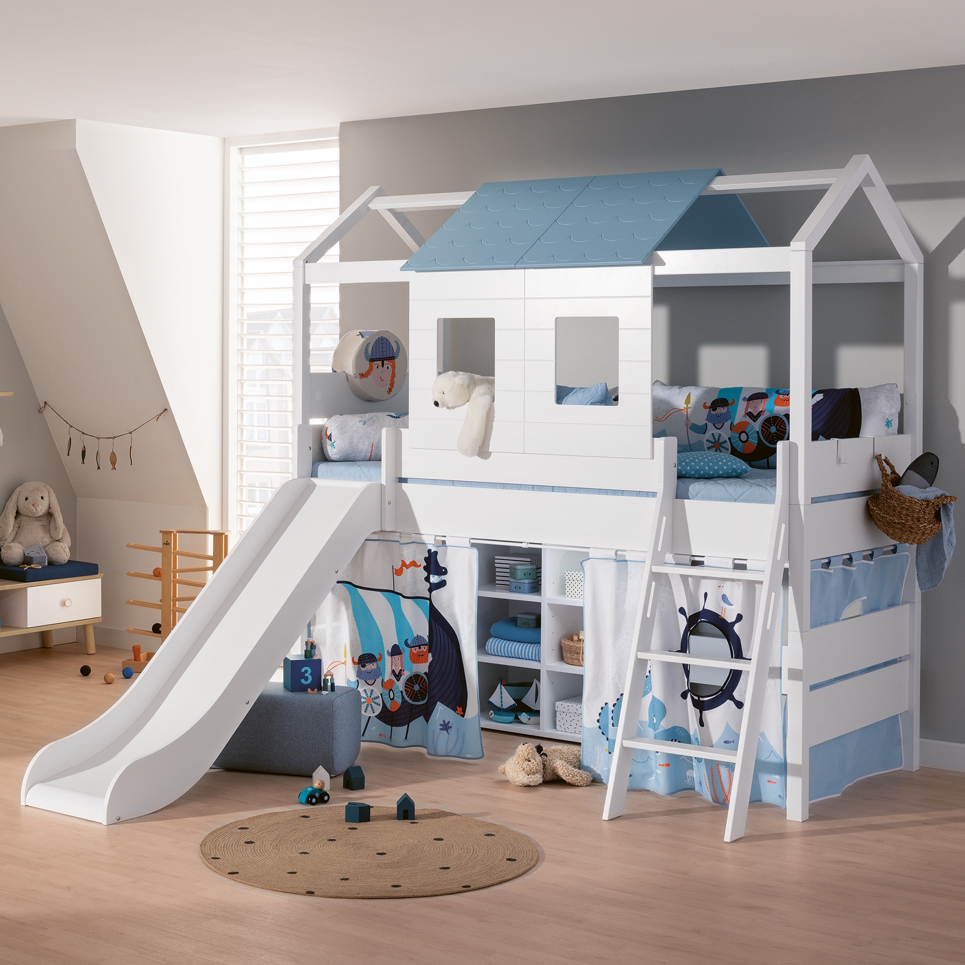 PAIDI Hausbett »TINY HOUSE«, Spielbett mit Rutsche und Rausfallschutz, individuell gestaltbar