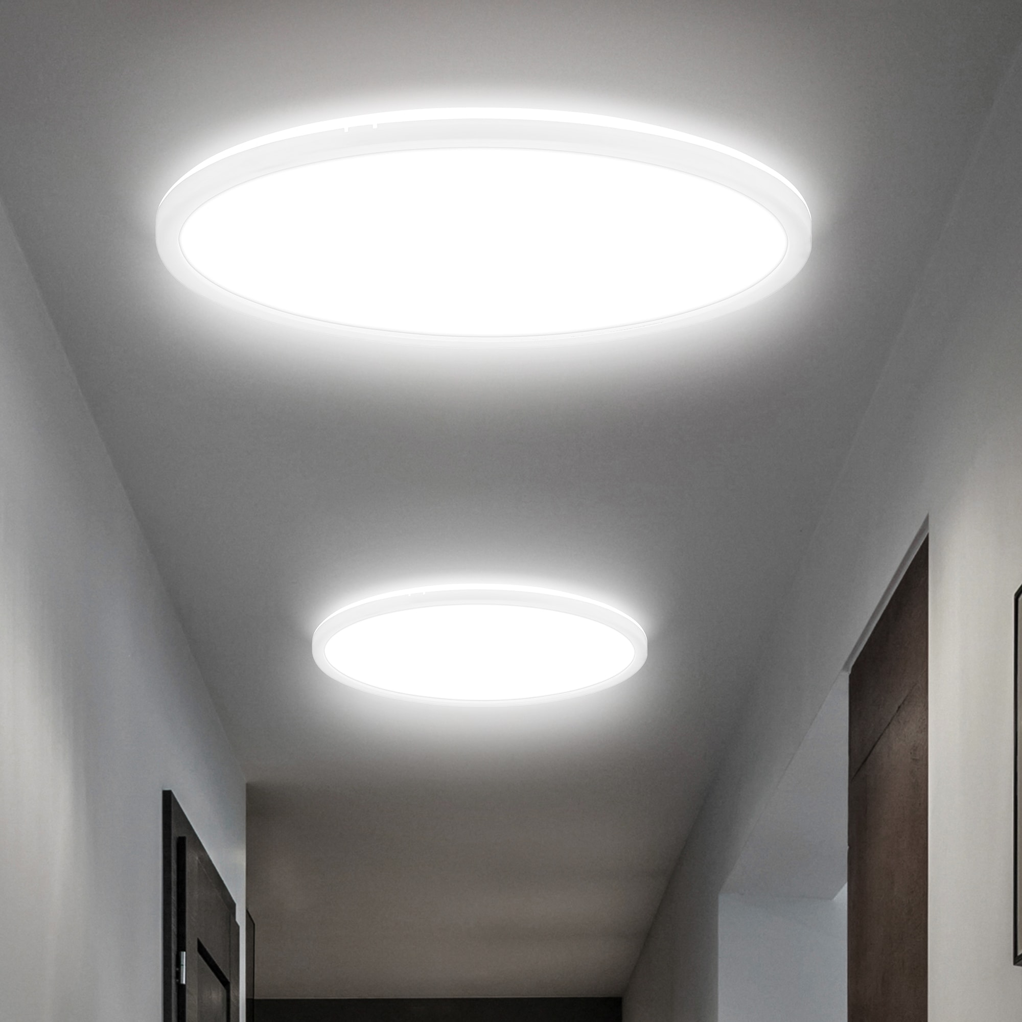 B.K.Licht LED Deckenleuchte »BKL1600 Ultraflache Deckenlampe, LED Panel mit Backlight«, 1 flammig, Leuchtmittel LED-Modul | LED fest integriert, 4.000K, 3.000 Lm, 22W, indirekte Hintergrundbeleuchtung, ⌀42cm, Weiß