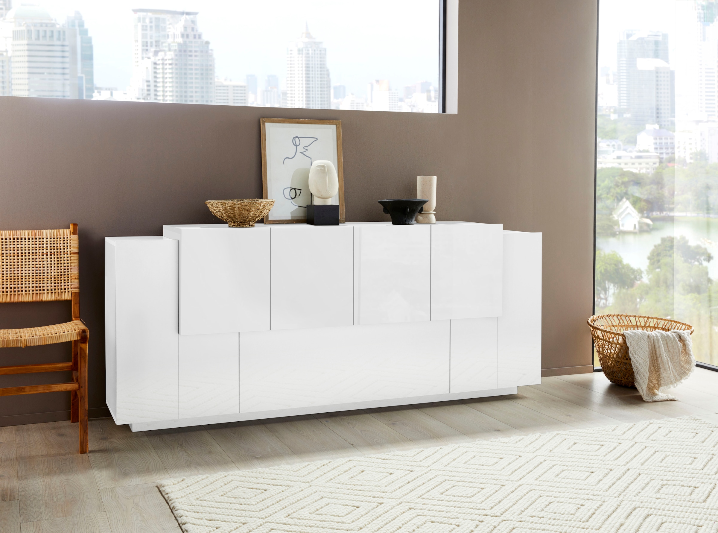 Home affaire Sideboard "Coro, Kommode, Schrank, Kredenz, grifflos mit Einle günstig online kaufen