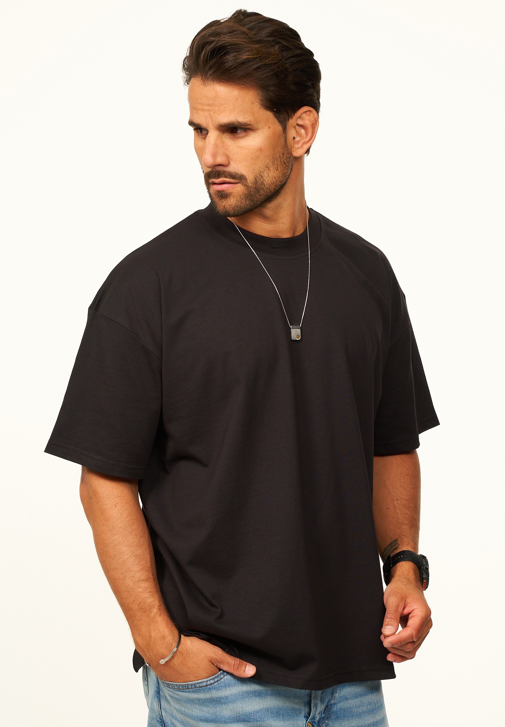 Daily Cotton T-Shirt »Kurzarm Oversize aus 100% Baumwolle mit Rundhalsausschnitt Crew Neck für Herren« Basic Oberteil Crew-Neck kurzärmlig aus 100% Baumwolle für Männer
