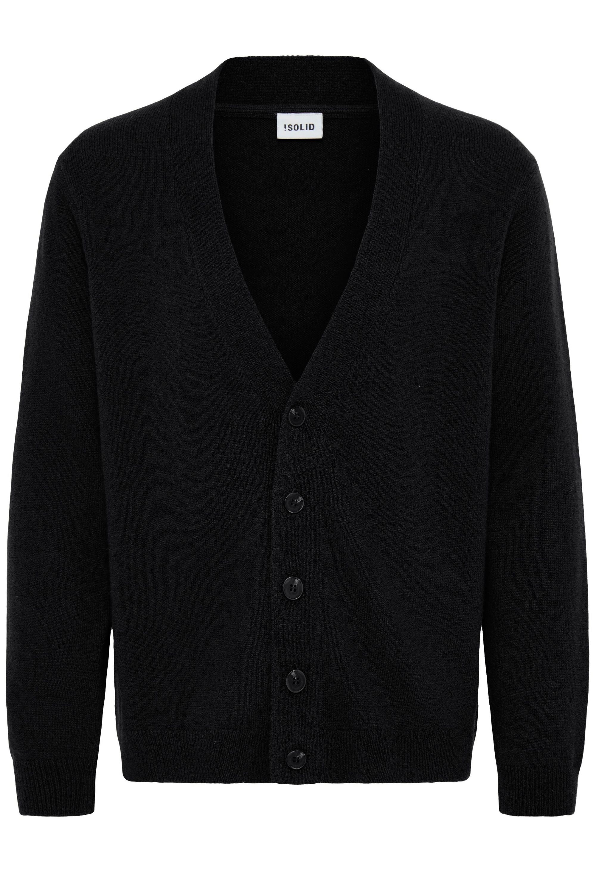 SOLID Herren Strickjacke "Strickjacke SDRICK"true schwarz, Gr. S, Obermaterial: 60% Wolle mw. 40% Nylon NY., Strickjacken