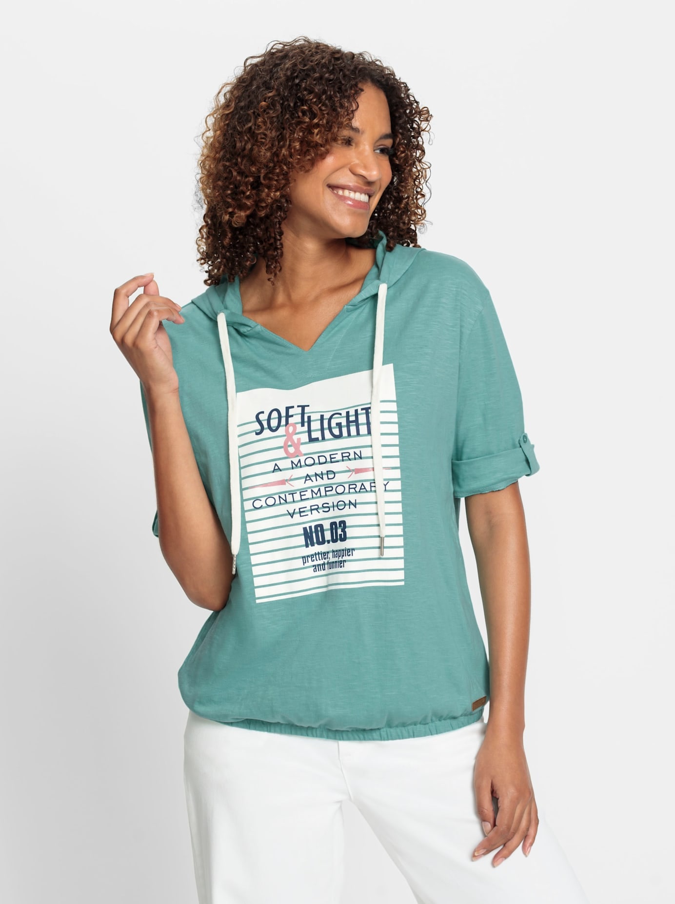 Casual Looks Kurzarmshirt "Kapuzen-Shirt" 1 Stk. tlg. günstig online kaufen