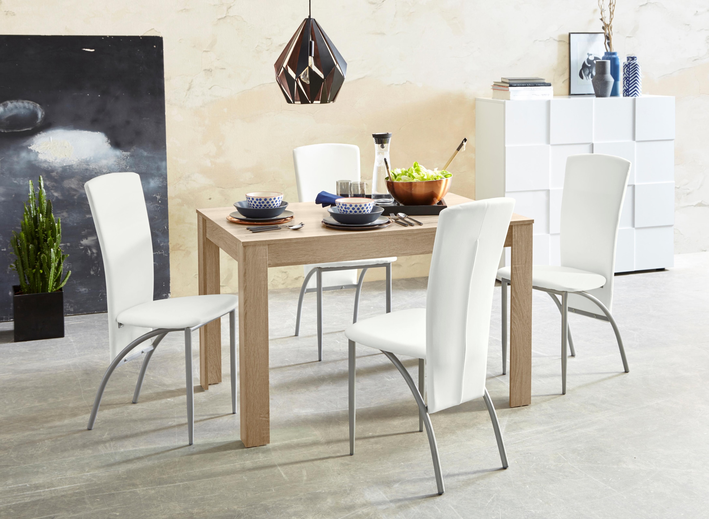 INOSIGN Essgruppe Set, 5 Stk. tlg. Tischbreite 120 cm in eichefarben sägera günstig online kaufen