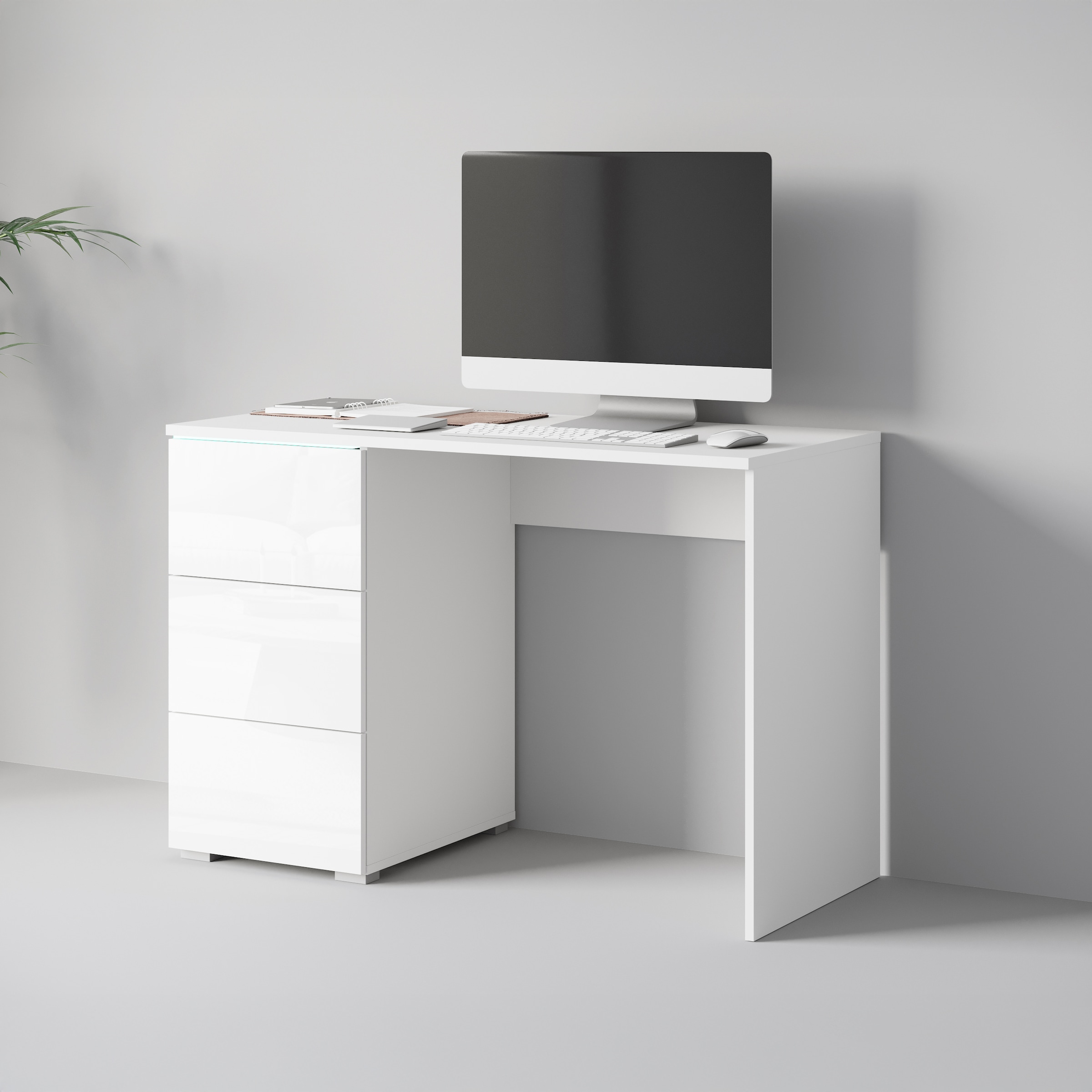 Home affaire Schreibtisch "Vera, Computertisch mit LED-Beleuchtung" 1 Stk. günstig online kaufen