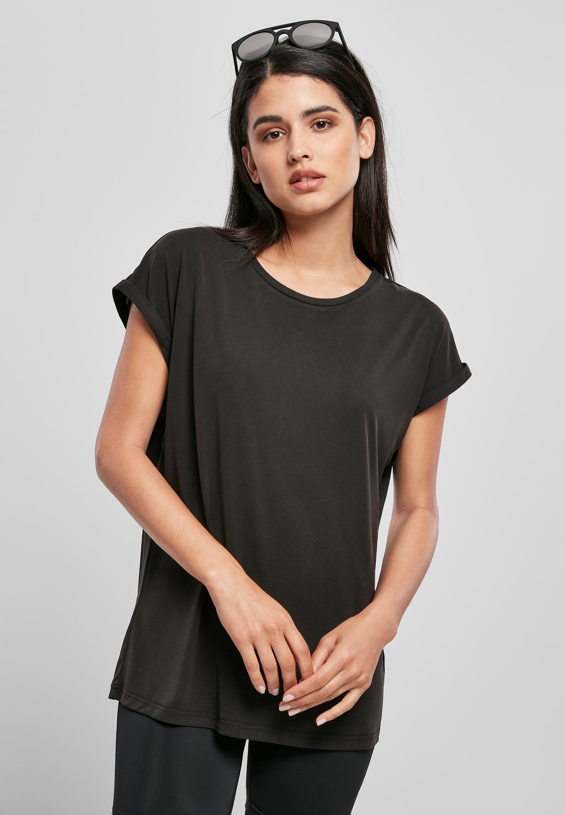 URBAN CLASSICS Kurzarmshirt »Urban Classics Damen Ladies Modal Extended Shoulder Tee«, (1 tlg.)