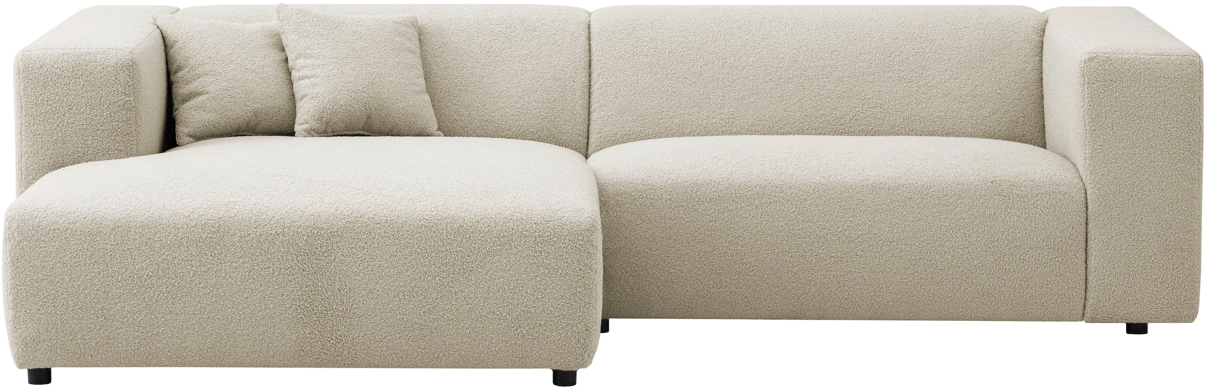 andas Ecksofa »BAKELS, L-Form in Cord oder Boucle-Stoff, moderne Couch«, wahlweise Recamiere rechts/links, bequemer Sitzkomfort