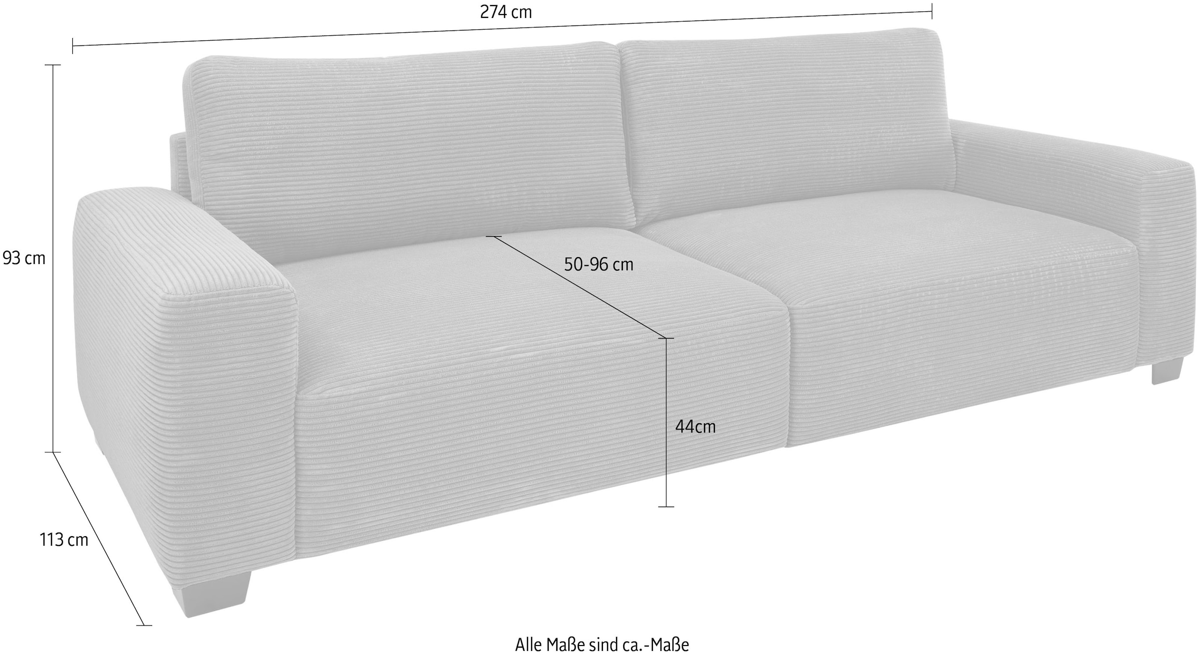 ED EXCITING DESIGN 3-Sitzer »Elba«, frei im Raum stellbar, mit 2 Rückenkissen