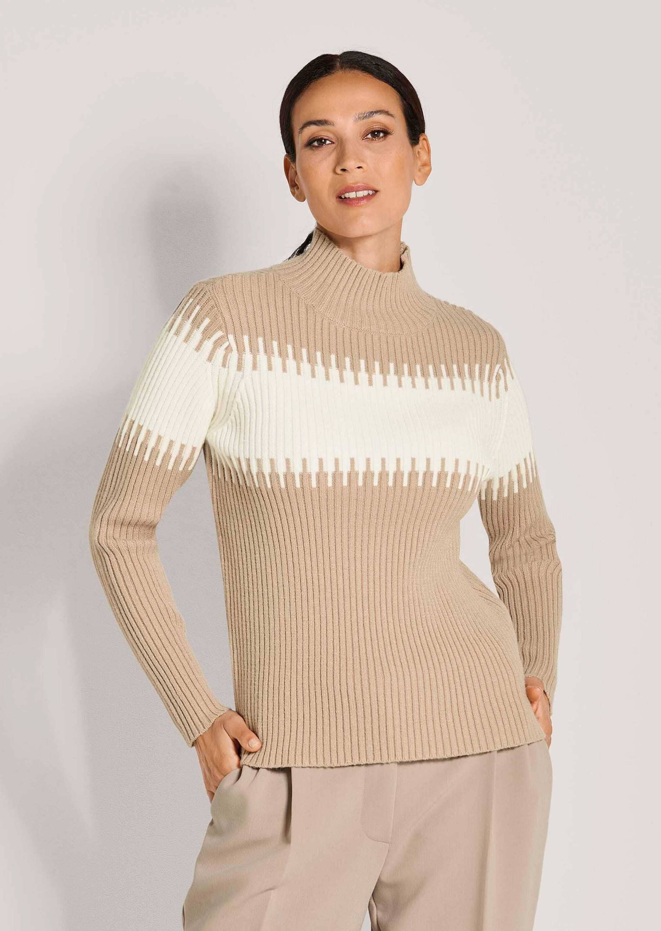 MADELEINE Longpullover »Strickpullover Stilvoller Winterpullover mit Blockstreifen« Weicher Garnmix mit Wolle