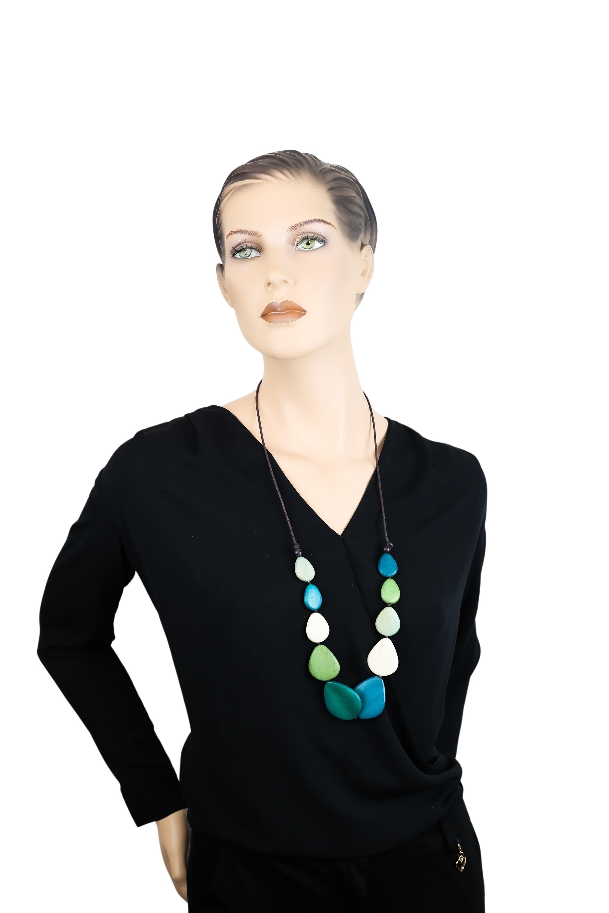 COLLEZIONE ALESSANDRO Lange Kette »Devi«, aus flachen Holzperlen