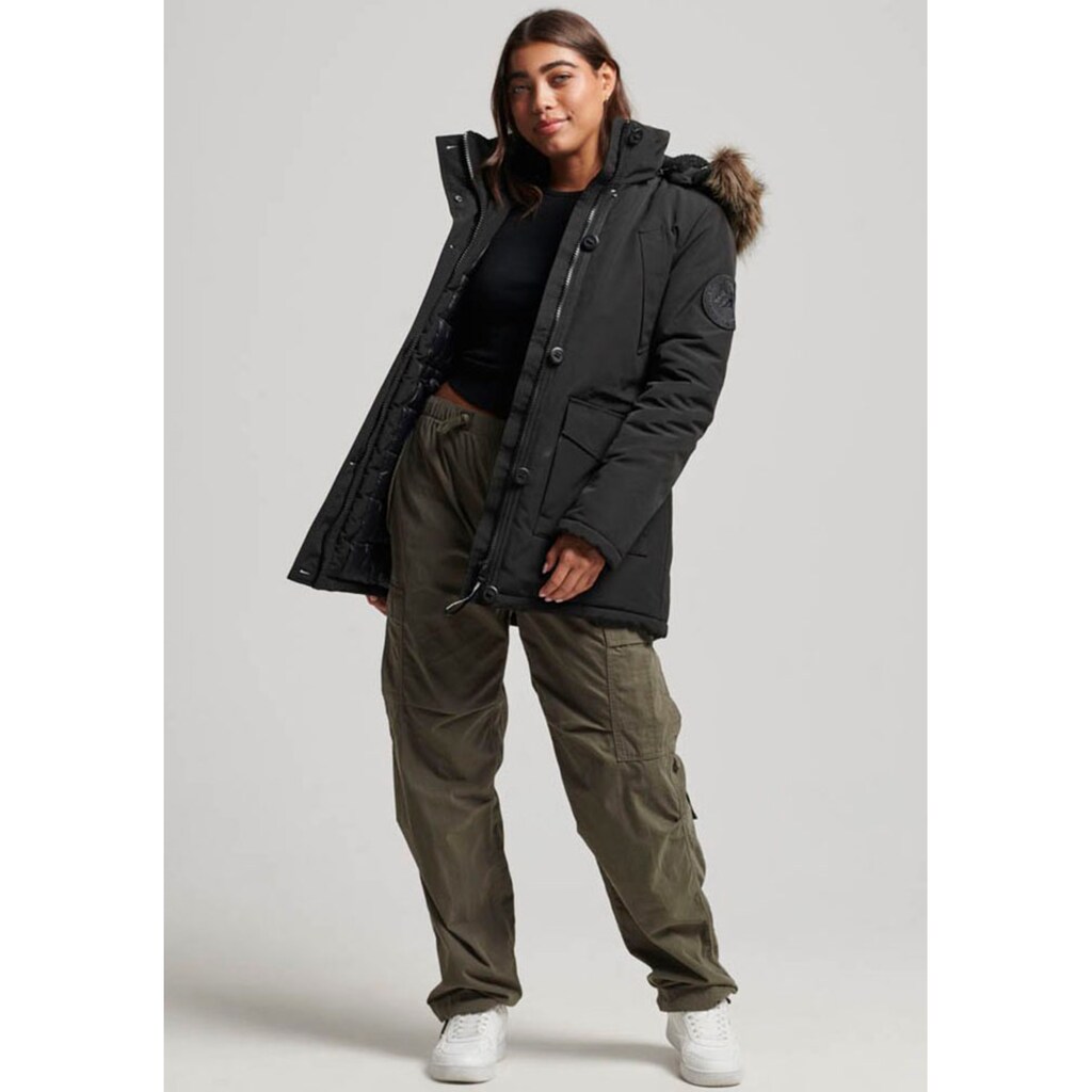 Superdry Langjacke »EVEREST FAUX FUR HOODED PARKA«, mit Kapuze