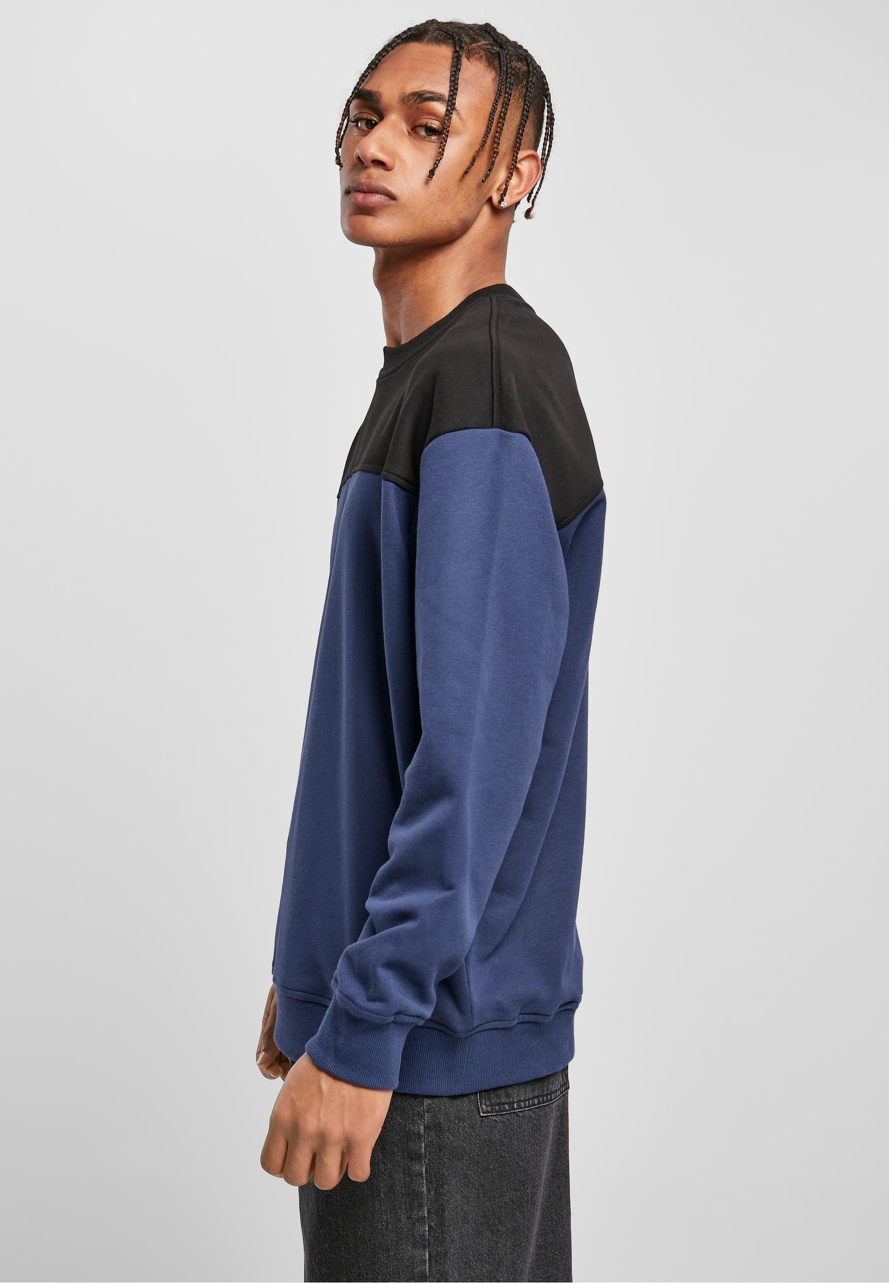 URBAN CLASSICS Rundhalspullover »Urban Classics Herren Upper Block Crewneck«, (1 tlg.)