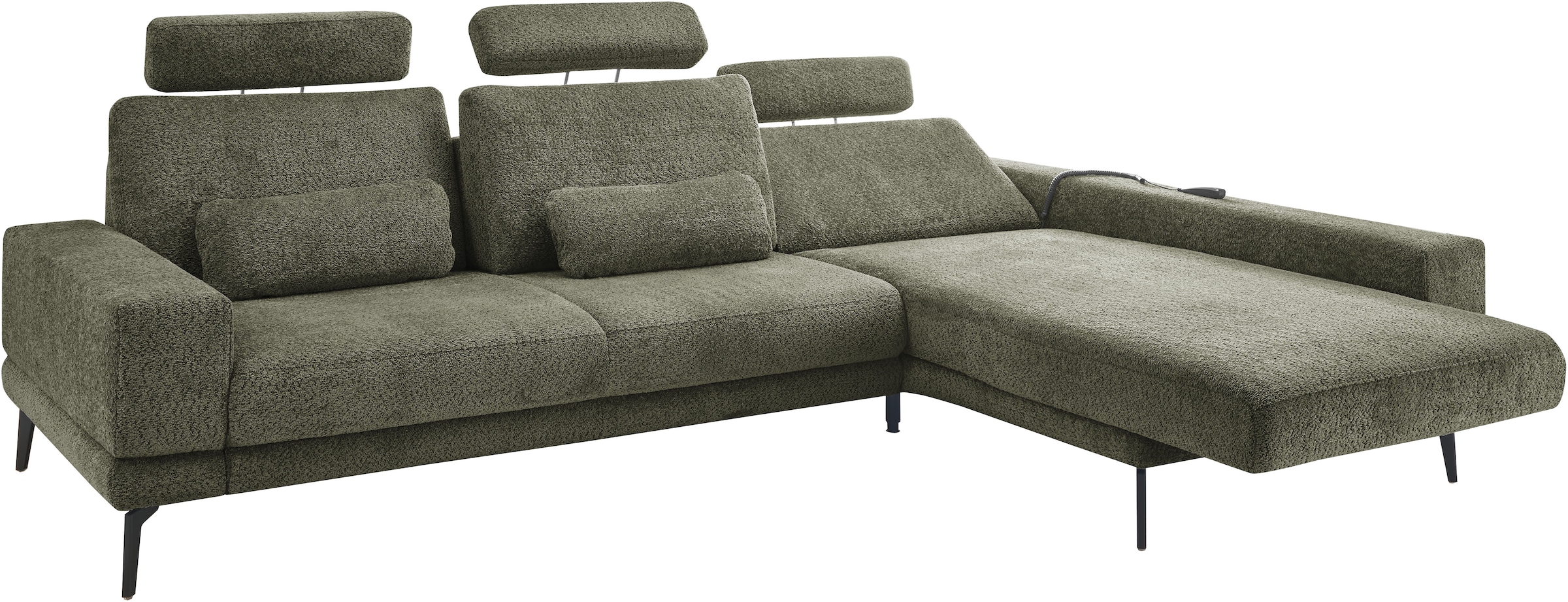 set one by Musterring Ecksofa »SO 3600, inkl motor. Sitztiefenverstellung, Kopfstützen, Nierenkissen« Sitzhöhe 42 cm, Kaltschaum, Breite 293 x Tiefe 180 cm, Kama olive