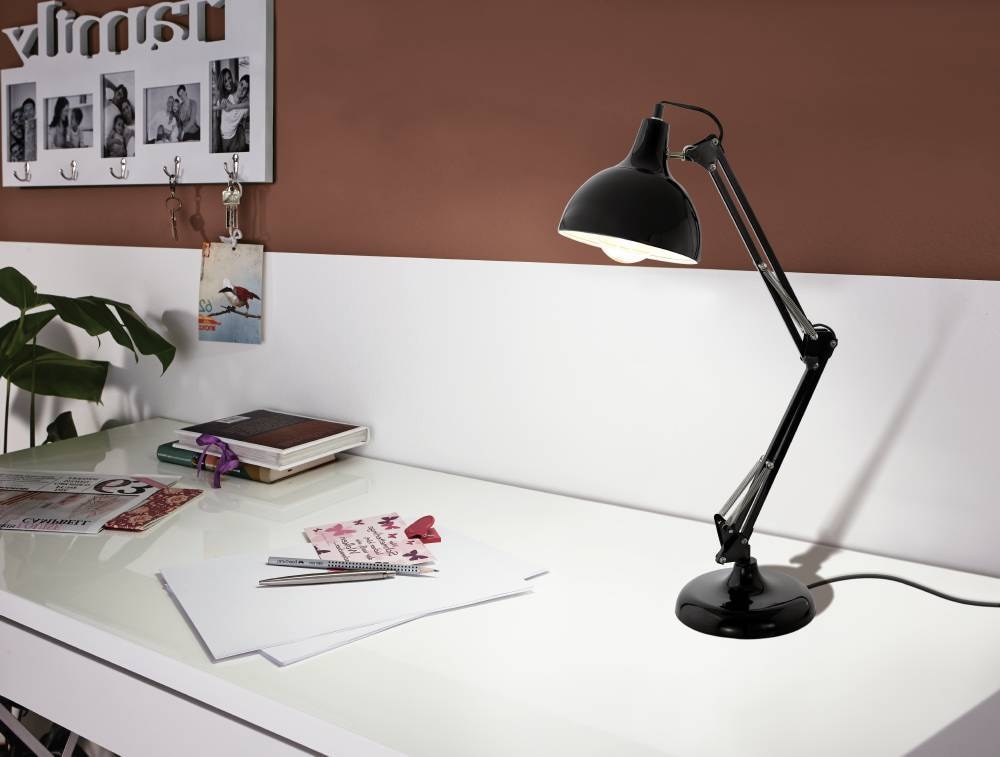 EGLO Tischleuchte »BORGILLIO«, 1 flammig, Leuchtmittel E27 | ohne Leuchtmittel, Vintage Schreibtischlampe aus Stahl in Schwarz, E27, inkl. Schalter