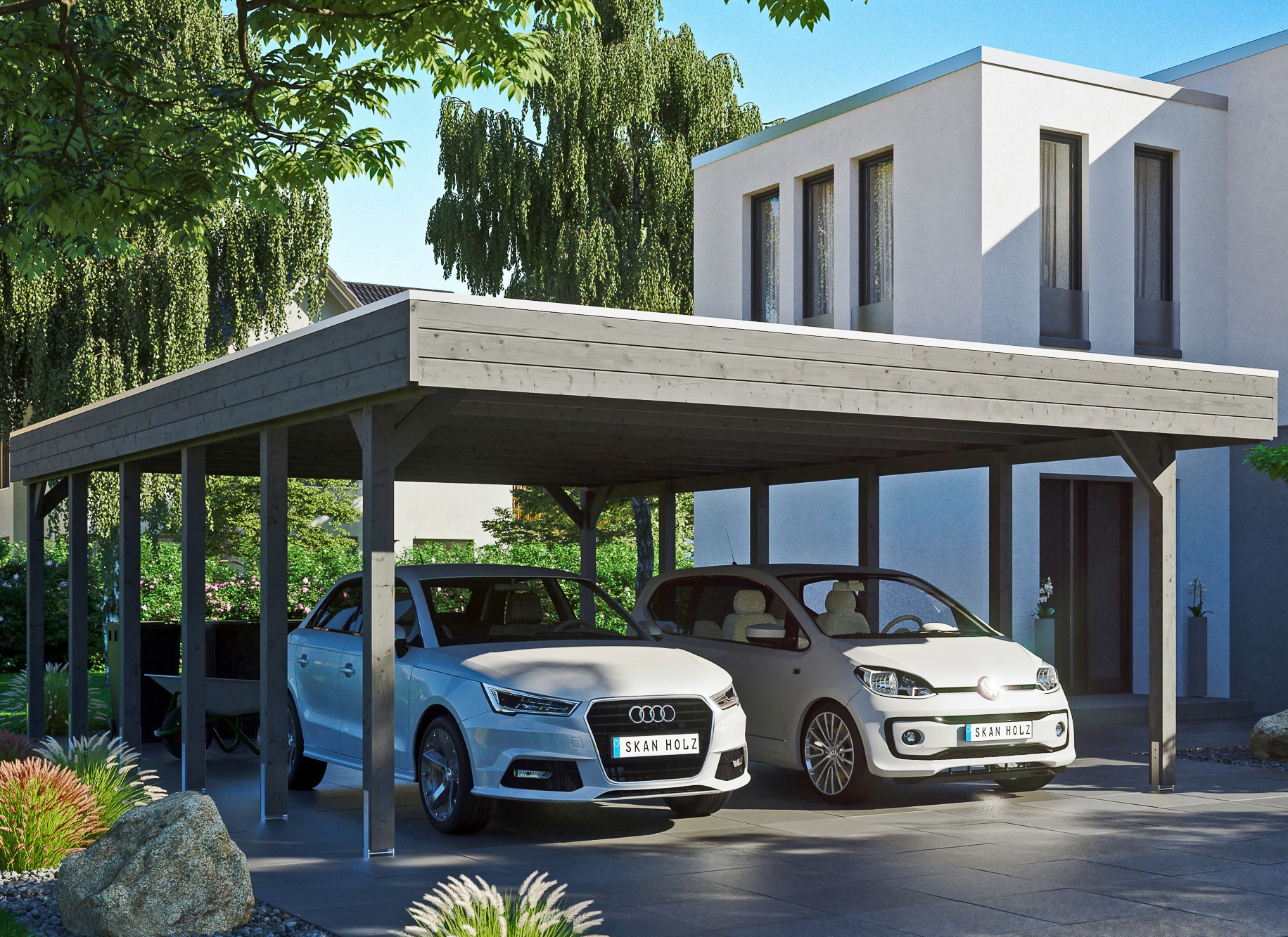 Skanholz Einzelcarport "Friesland" Massivholz 514 cm dunkelgrau