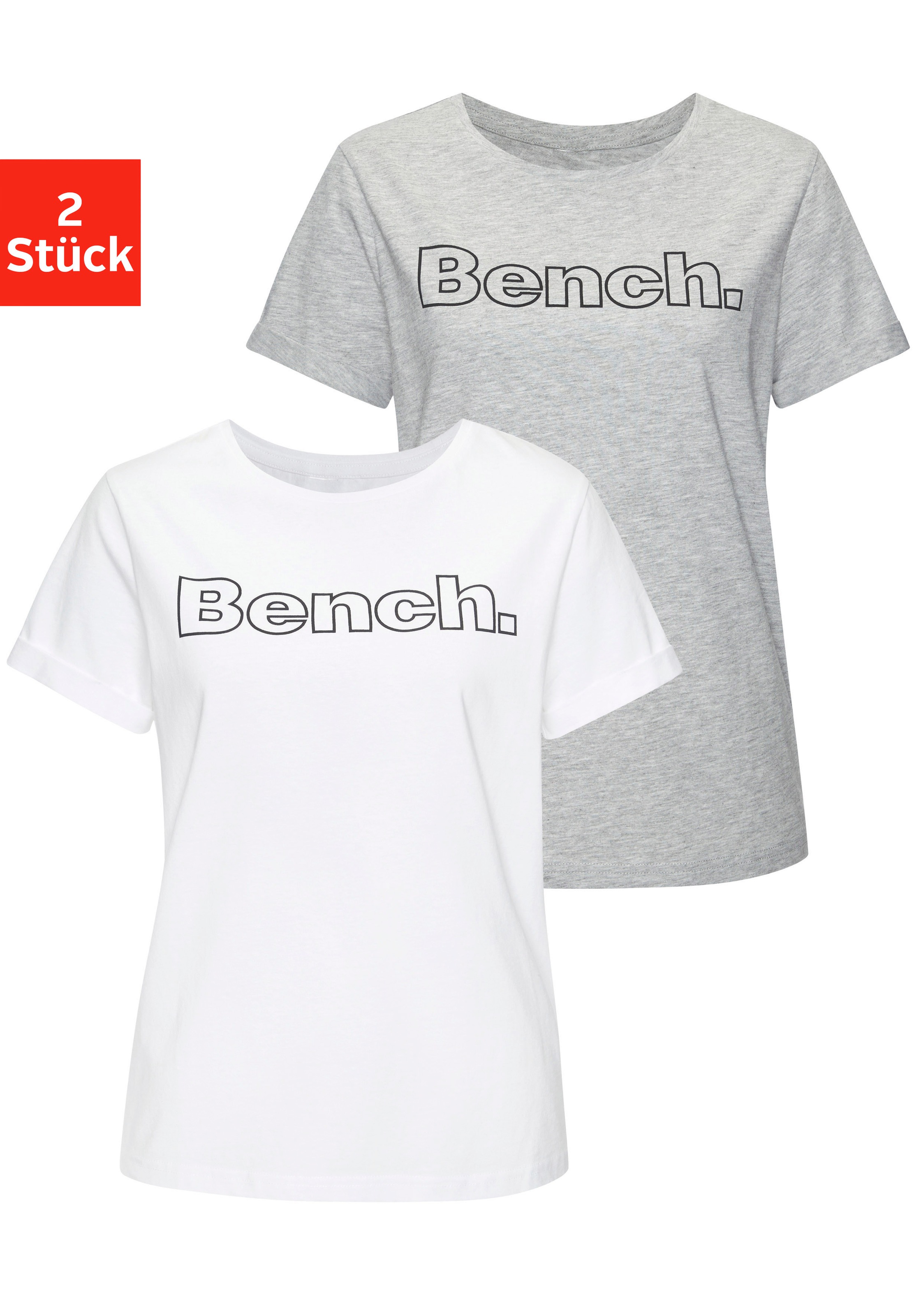Bench. Loungewear T-Shirt Packung, 2 Stk. im doppelpack mit Logodruck, Loungewear