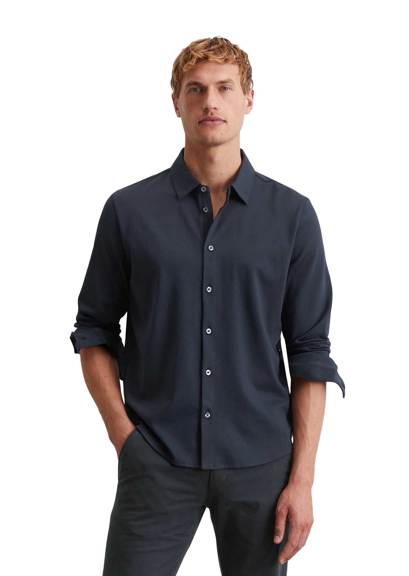 Marc OPolo Langarmhemd aus Jersey, regular fit, leicht, fließend, atmungsak günstig online kaufen