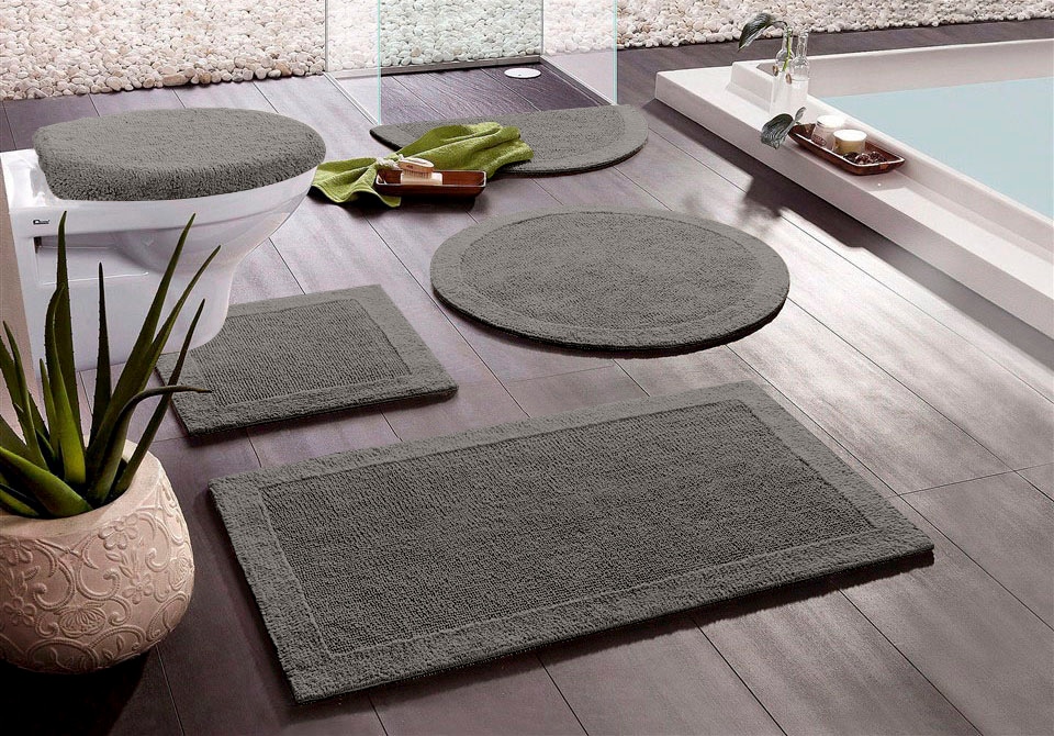 my home Badematte »Kapra, Badvorleger, Badezimmer Teppich«, beidseitig nutzbar-fußbodenheizungsgeeignet-strapazierfähig, mit Bordüre, Badteppich, Badematte