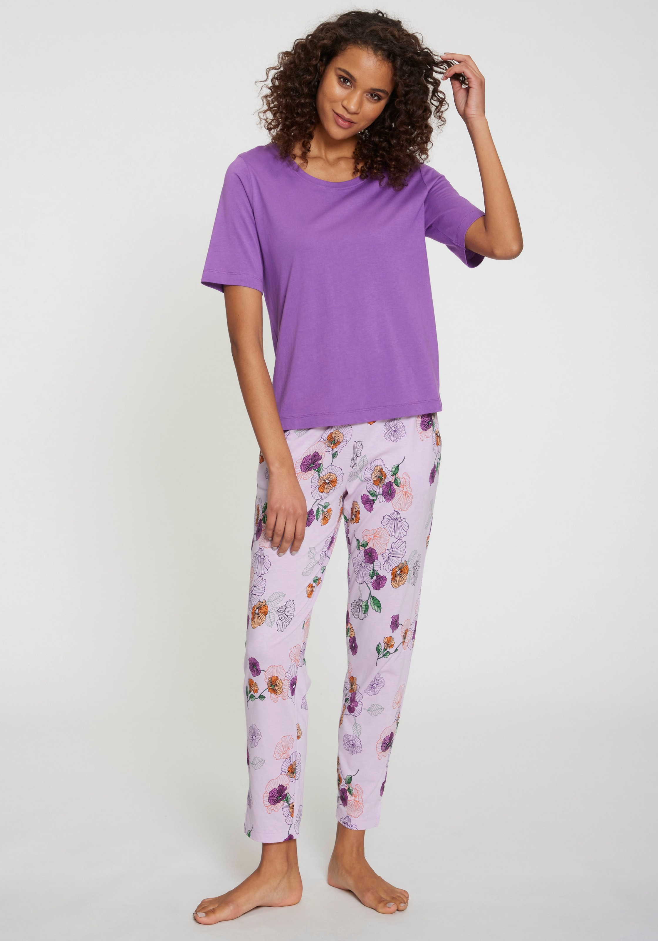Vivance Dreams Pyjama 2-teilig, 2 tlg. mit Blumen-Druck günstig online kaufen