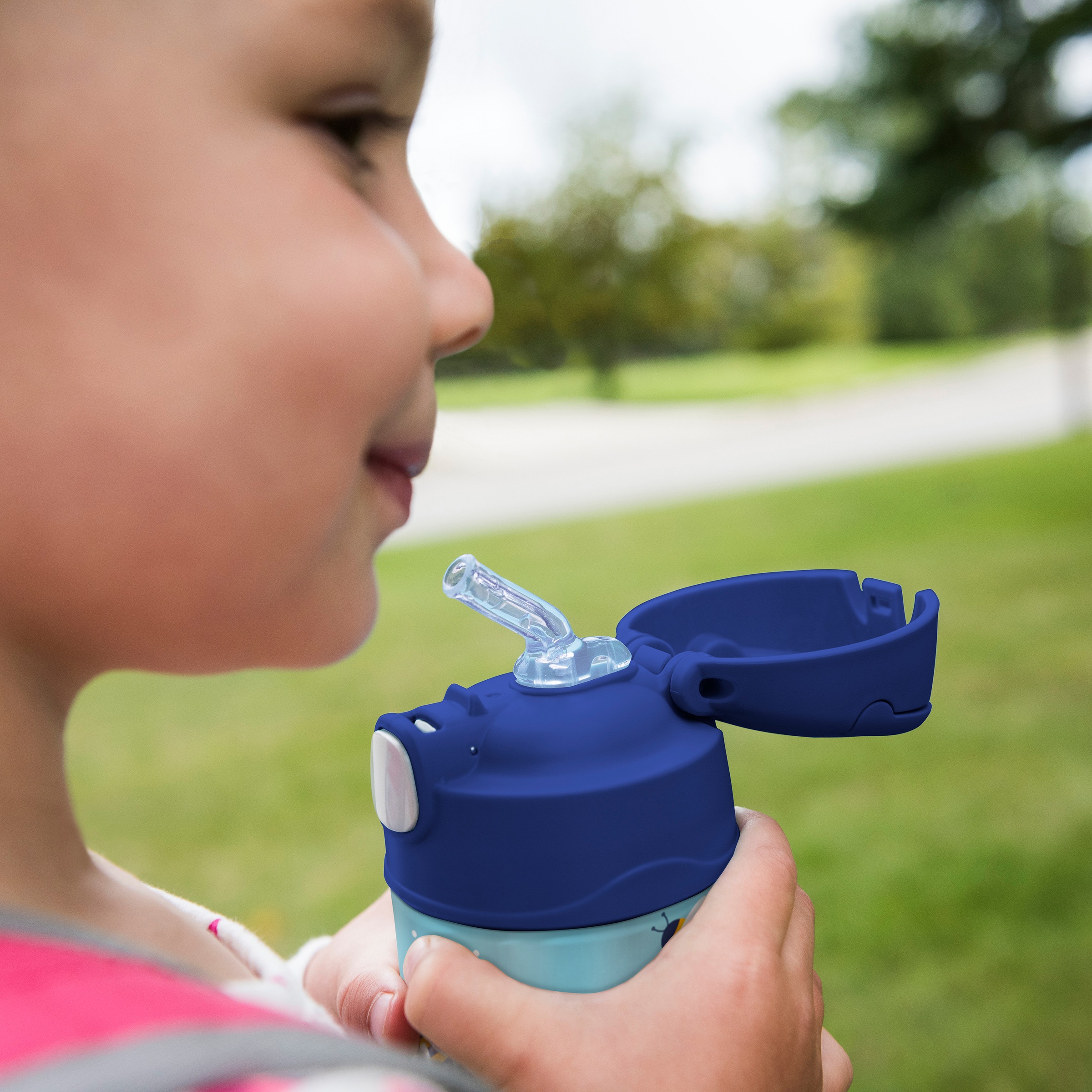 THERMOS Isolierflasche »FUNTAINER STRAW BOTTLE, doppelwandiger Edelstahl, spülmaschinenfest«, (1 tlg.), 0,35l, mit Silikonstrohalm, absolut dicht