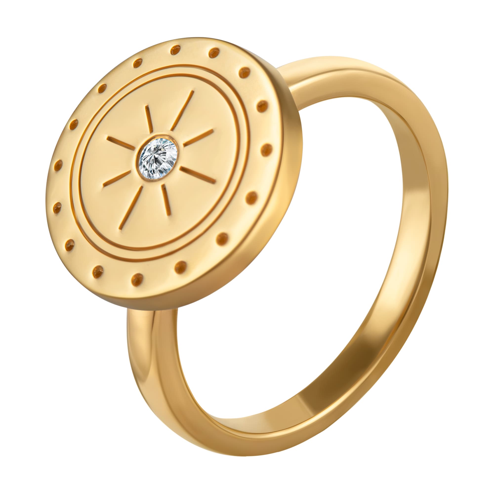 CAÏ Fingerring »925 Silber vergoldet Topas Mandala Sonne«