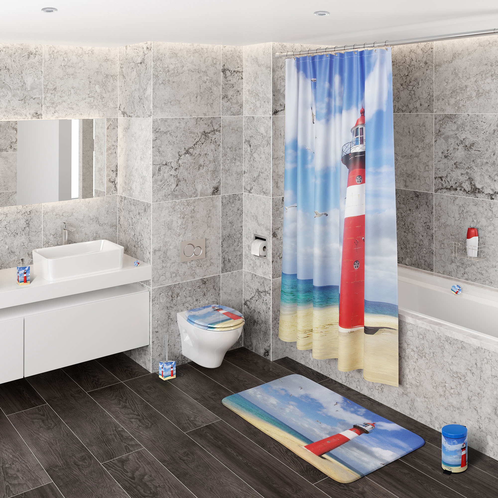 Sanilo Badaccessoire-Set »mit Motiv, viele schöne Seifenspender und WC Bürsten zur Auswahl« 2-tlg., Desinfektionsspender mit stabiler Pumpe, hochwertig & modern