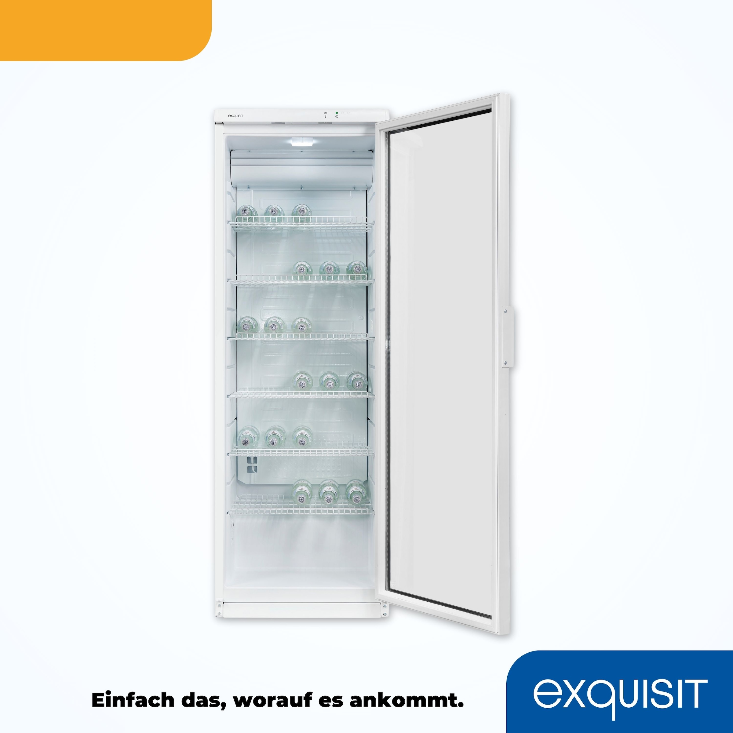 exquisit Getränkekühlschrank »GKS350-1-GT-280D weiss«, 320 L Volumen, Getränkekühlschrank mit Glastür, LED