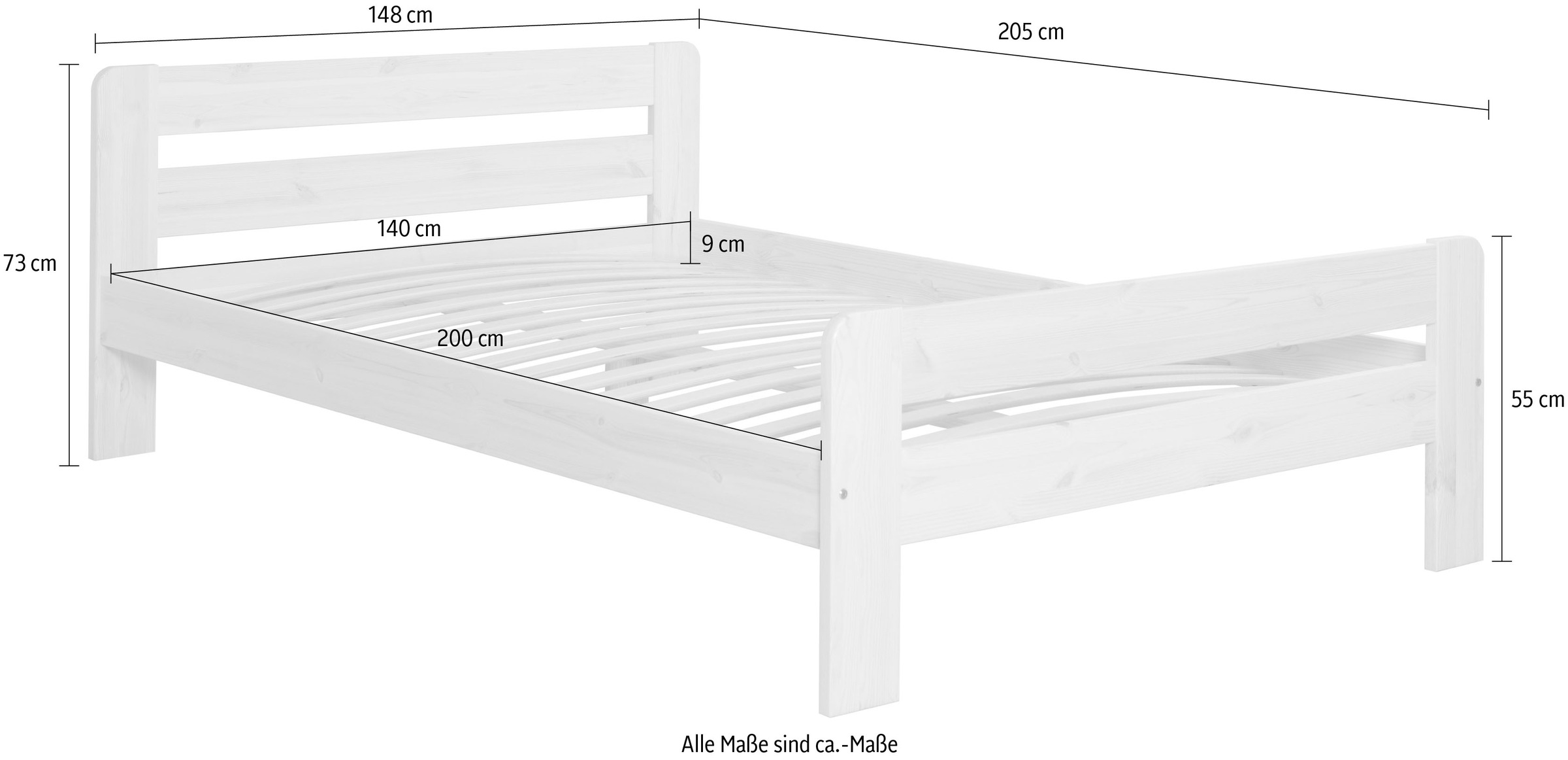 Ticaa Massivholzbett »"Bert", FSC®-zertifiziert (Kiefer), Jugendbett, mit Lattenrost«, (90x200cm, 100x200cm, 140x200cm), ideal für das Kinder- und Jugendzimmer, Massivholz