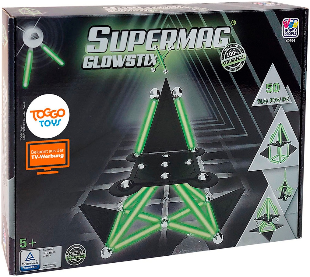 Happy People Magnetspielbausteine »Supermag Glow Stix«, (Packung, 50 St.)