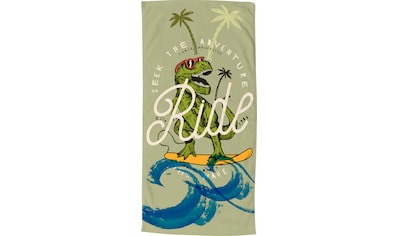 good morning Strandtuch »Surf Geek«, (1 St.), Motiv Dinosaurier, trocknet schnell, Kinder kaufen