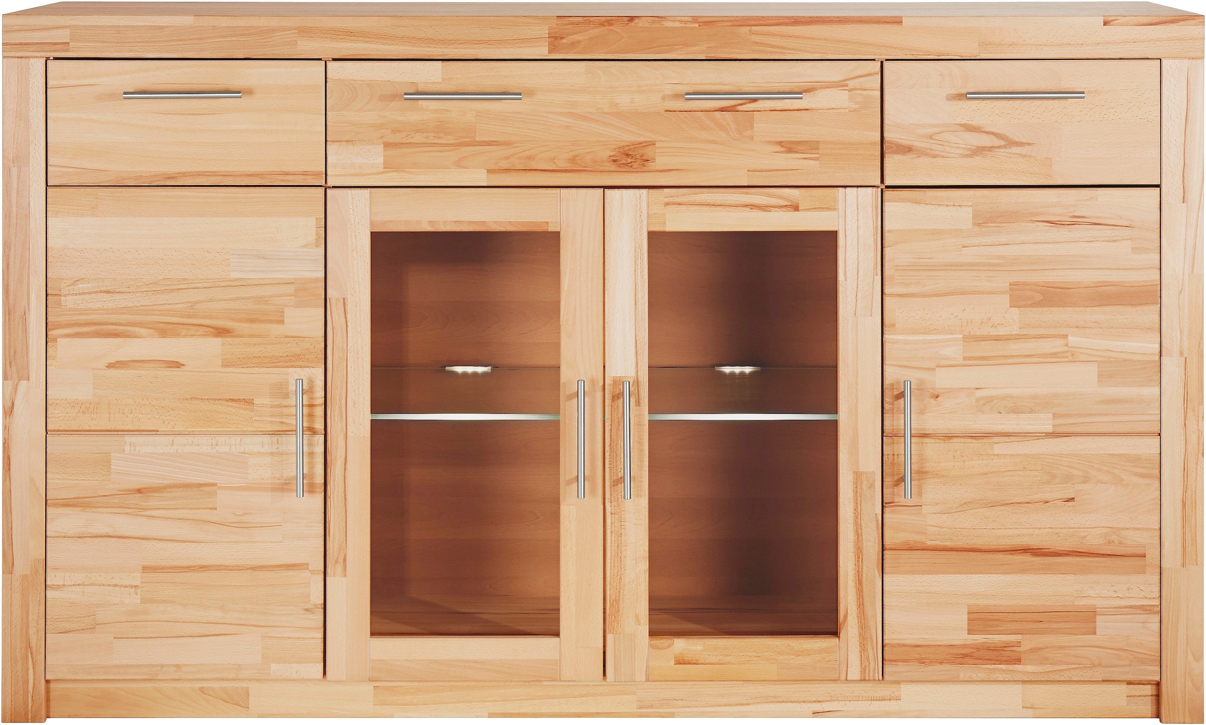 VOGL Möbelfabrik Highboard »Toronto«, opt. Glastüren, teilmassiv, Rahmenoptik, Made in Germany
