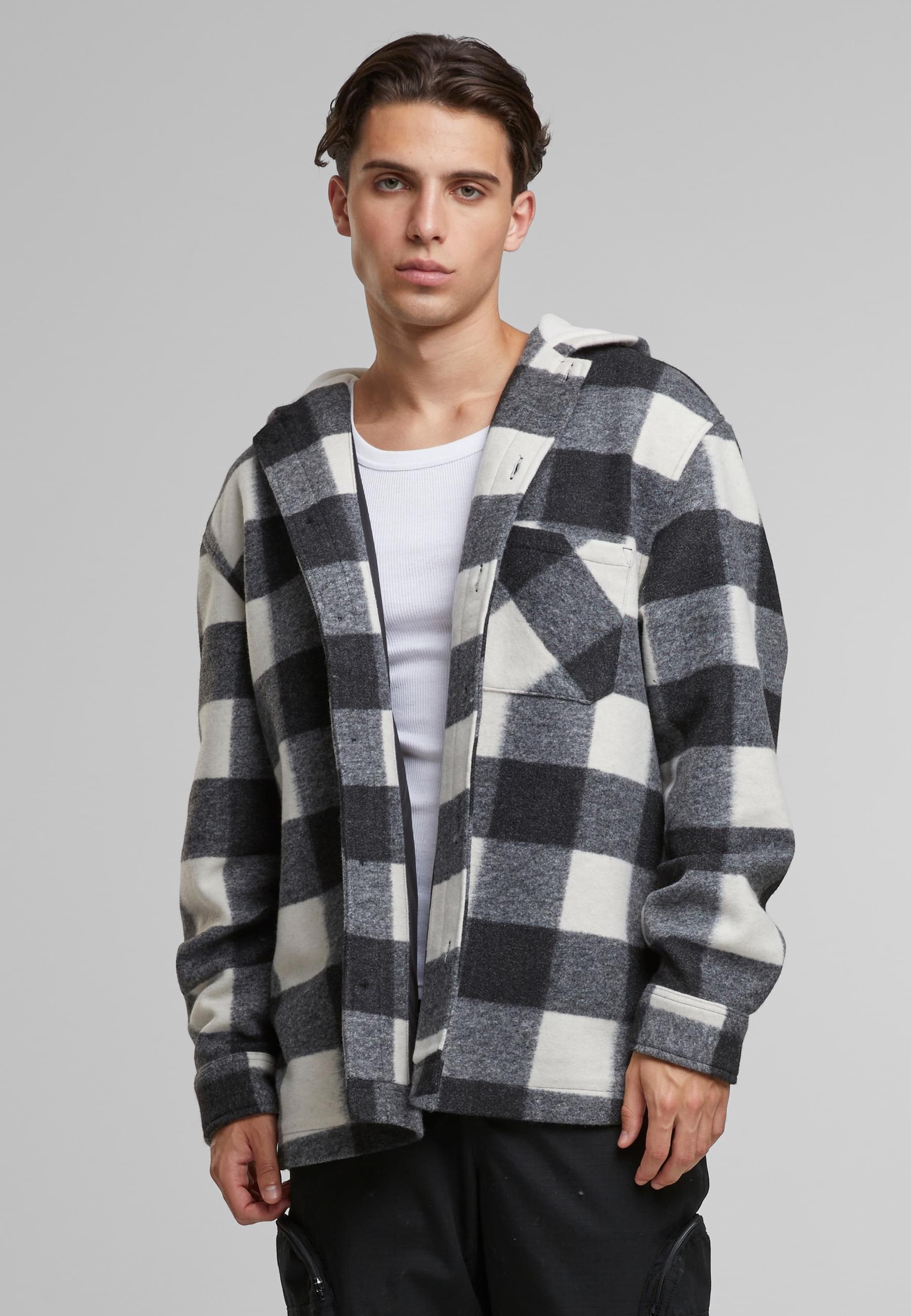 URBAN CLASSICS Allwetterjacke »Urban Classics Big Check Jacket With Hood«, (1 St.), mit Kapuze