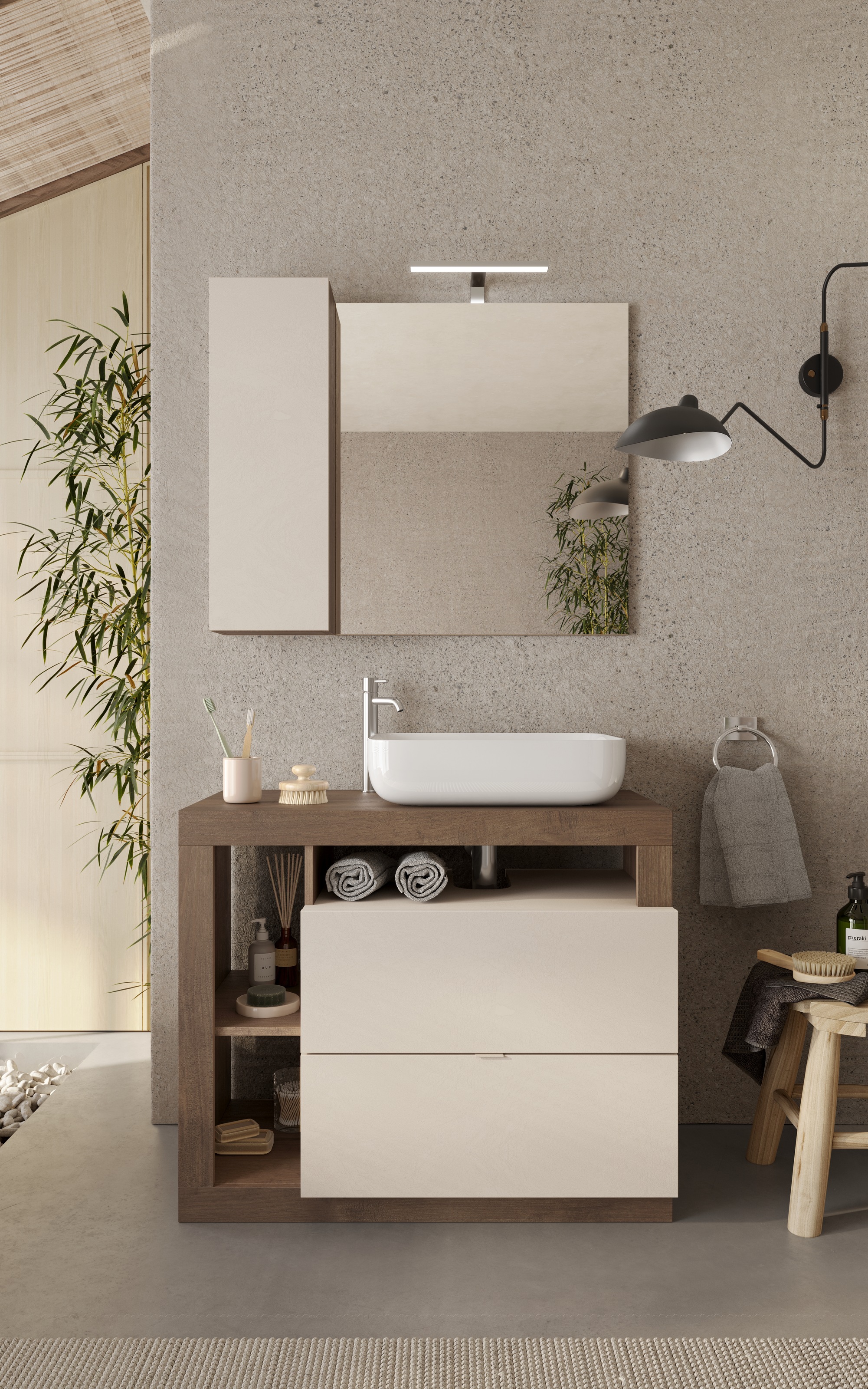 welltime Badmöbel-Set "Hamburg, Badezimmerset 2tlg. Breite 92 cm, Badmöbel, günstig online kaufen