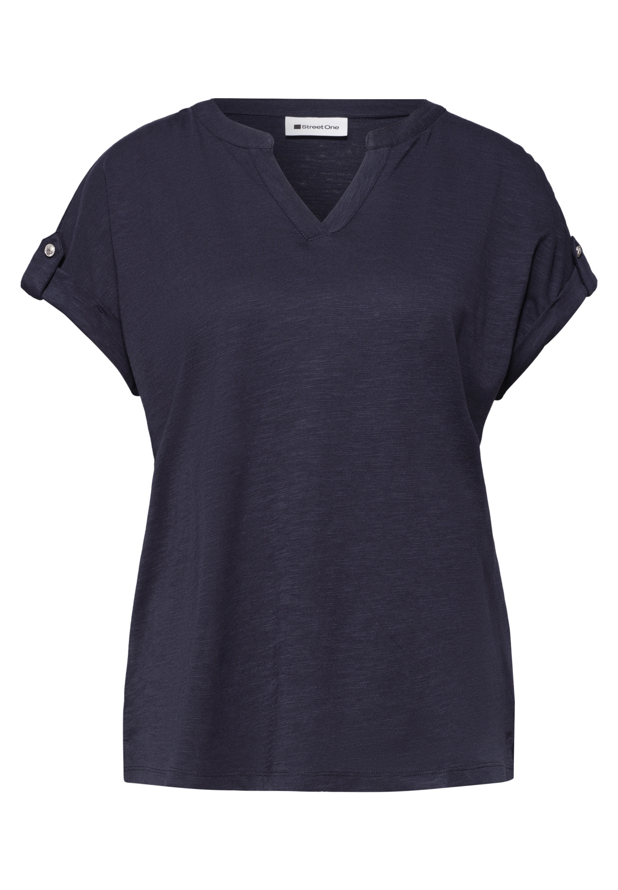 STREET ONE T-Shirt mit geschlitztem Rundhalsausschnitt