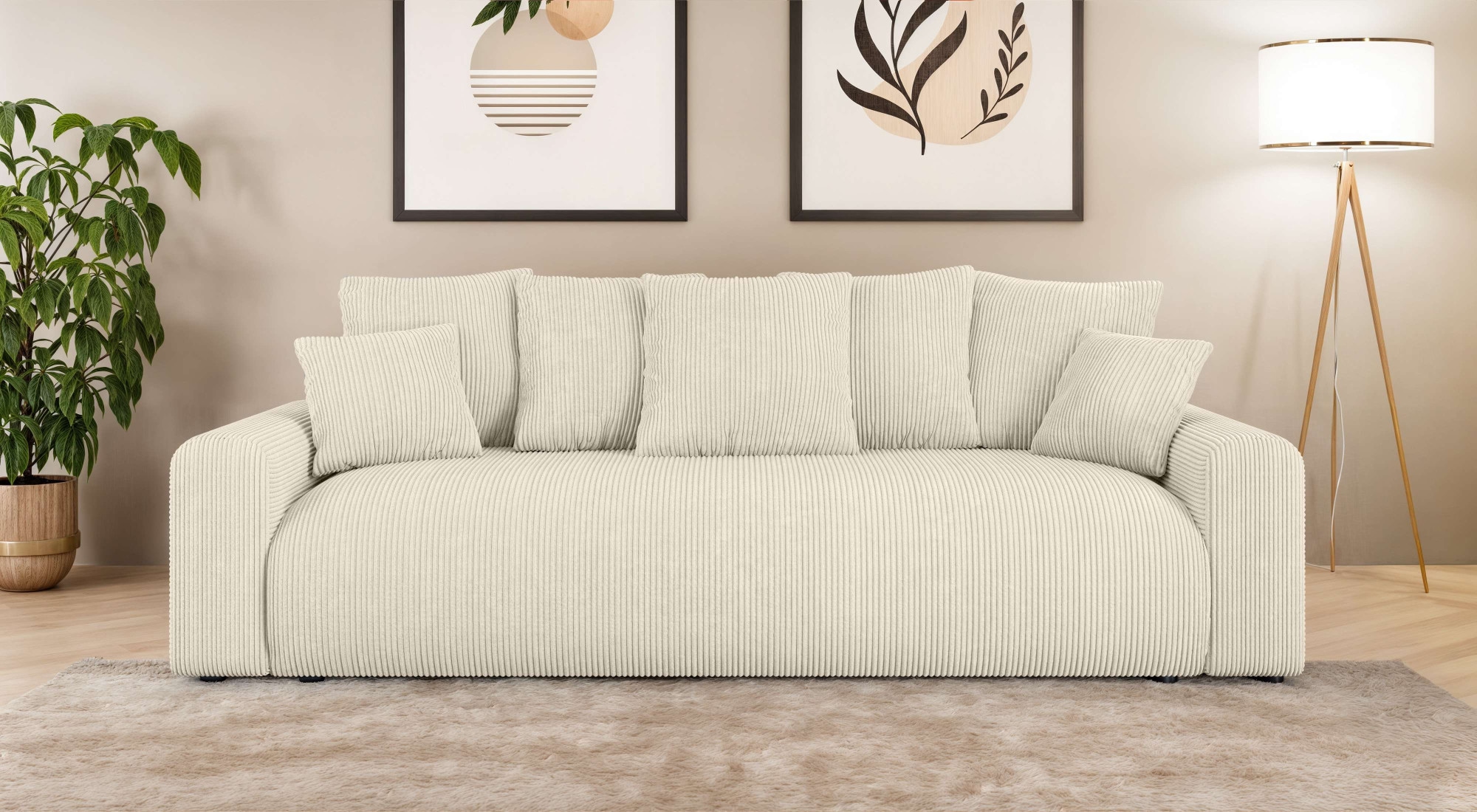 Home affaire Big-Sofa »LAKESIDE klein 3-Sitzer Schlafsofa mit Bettkasten, Breite 238 cm« Liegefläche 149x195 cm, hoher Sitzkomfort, Maße B/T/H: 238/98/85cm