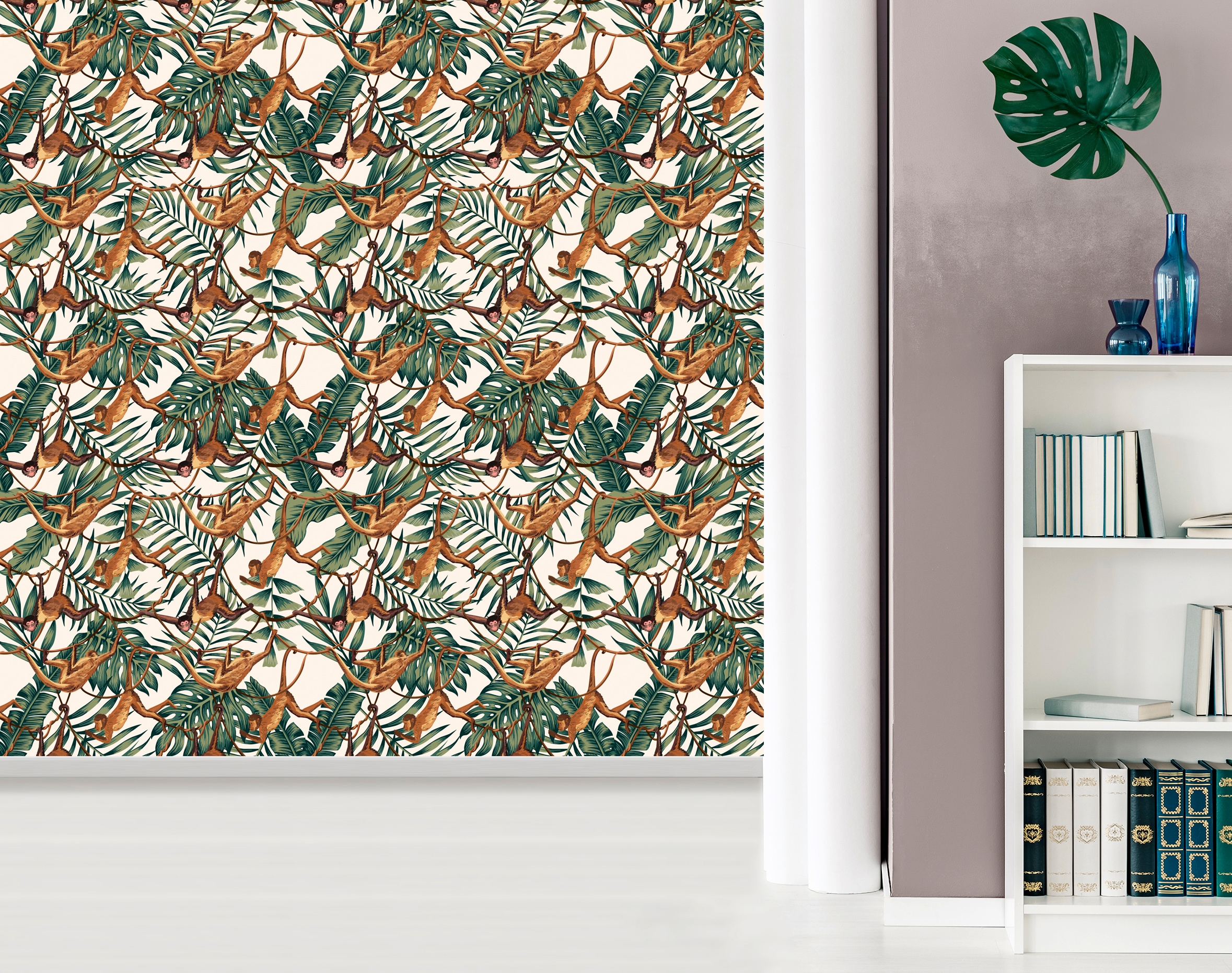 queence Vinyltapete »Laura«, bedruckt-Motiv-botanisch-floral-gemustert-natürlich, 90x250cm, selbstklebend, kinderleichte Anbringung, Sticker