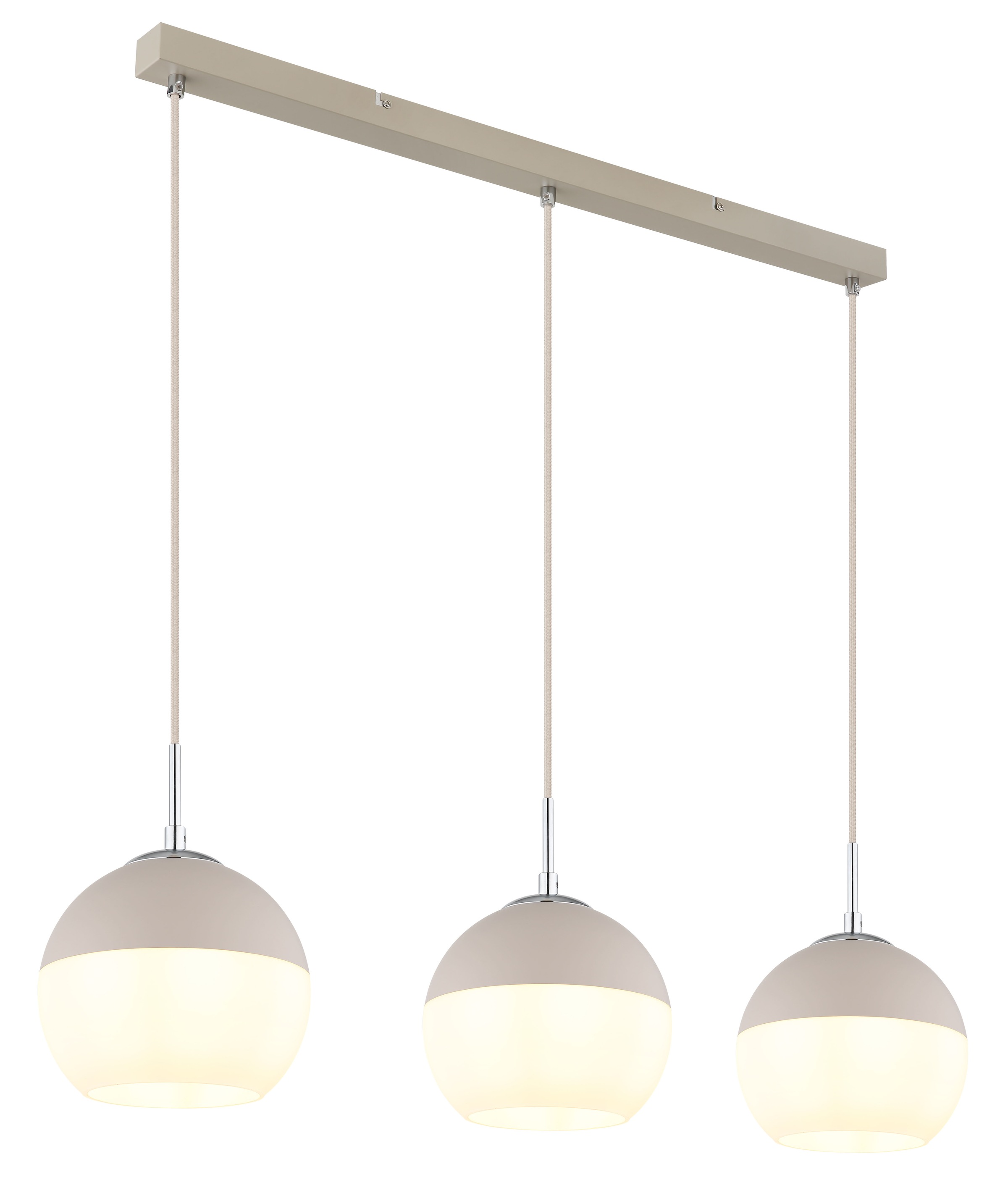 GLOBO LIGHTING Hängeleuchte »RAGUSA« E27 1 Stk. sandfarbene Pendelleuchte, Opal-Glaskugeln, 3xE27, höhenkürzbar