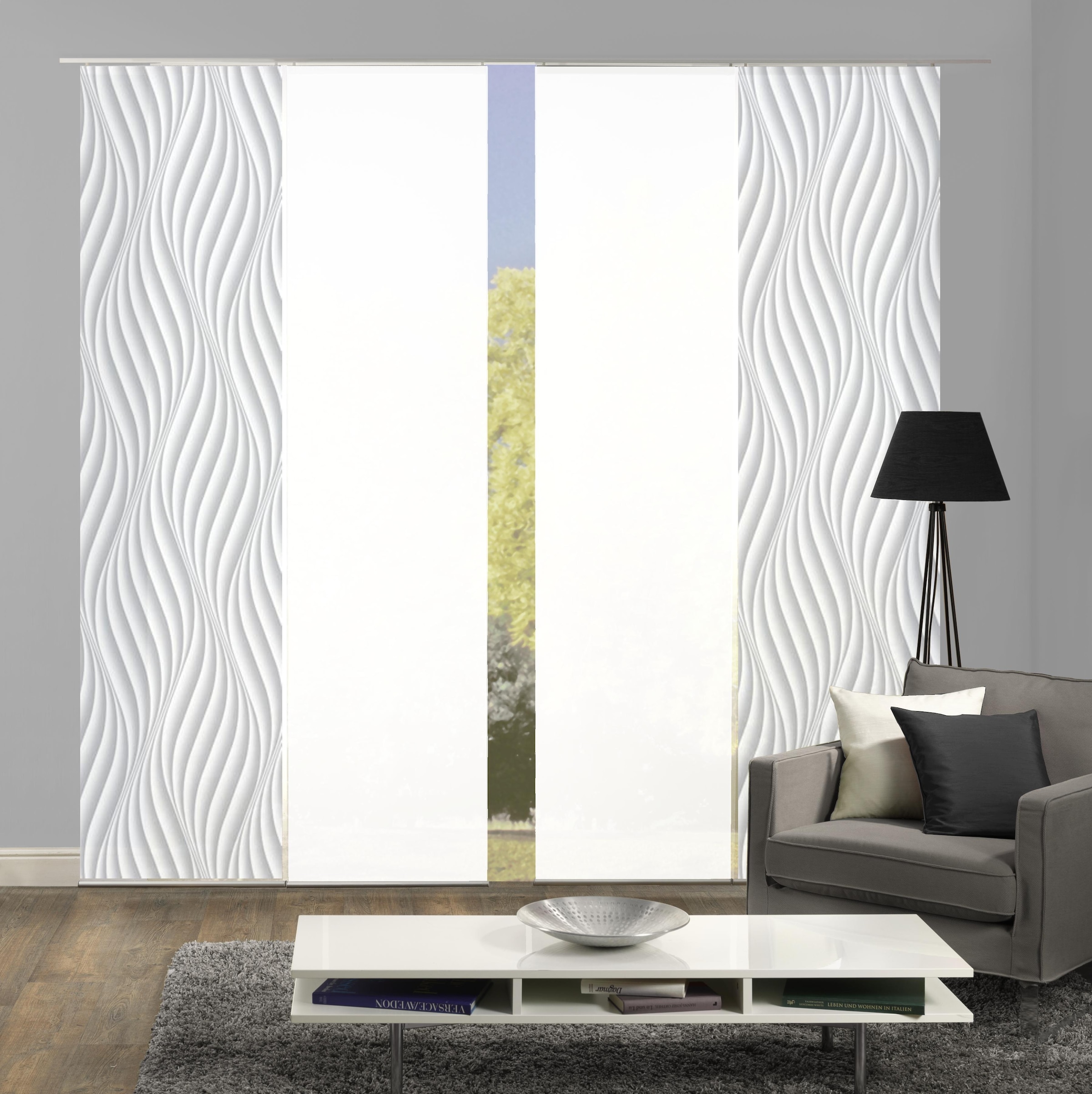 HOME WOHNIDEEN Schiebegardine "WAVES" Klettband 4 Stk. tlg. HxB: 245x60, in günstig online kaufen
