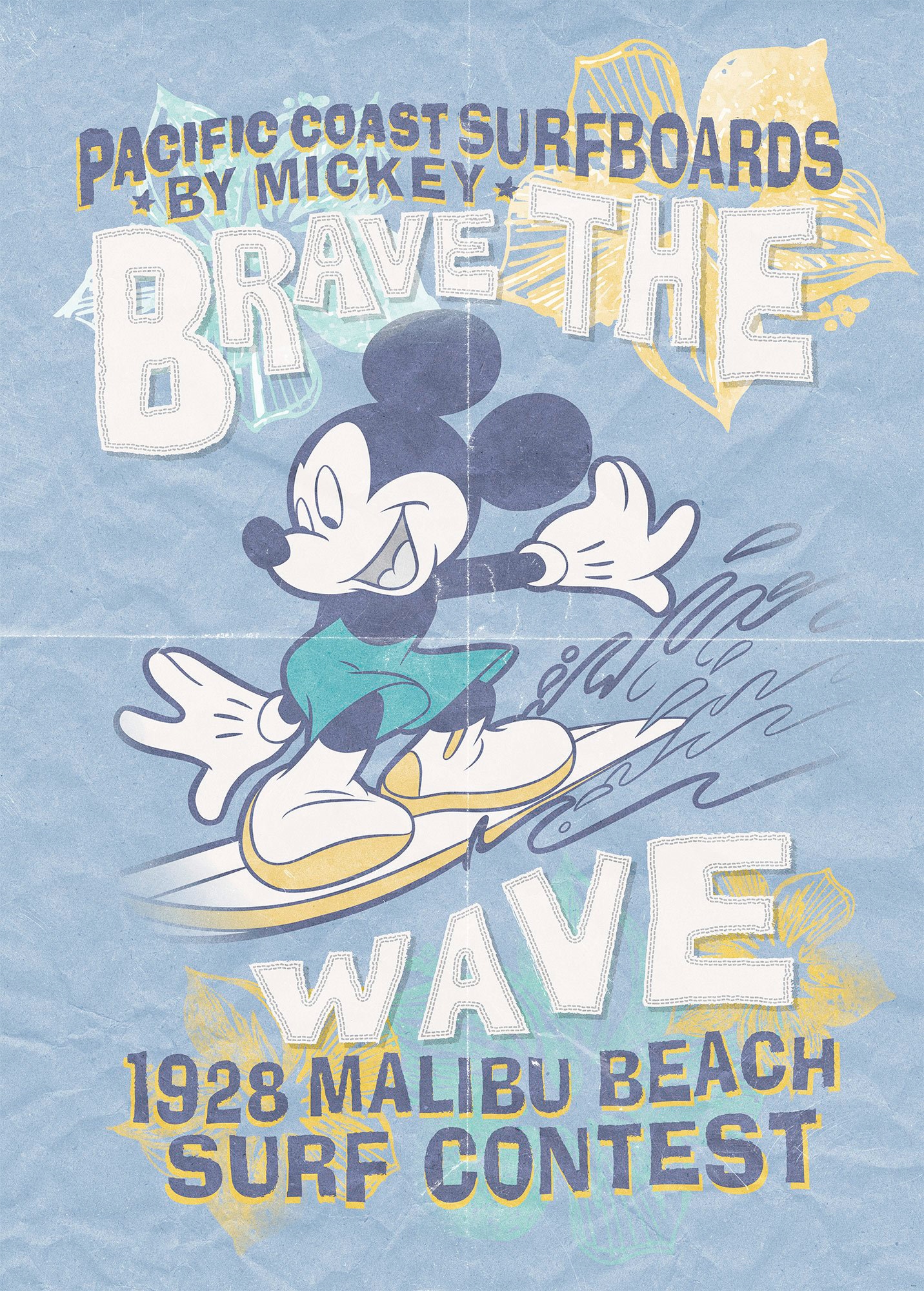 Vliestapete »Mickey Brave the Wave«, 200x280 cm (Breite x Höhe)