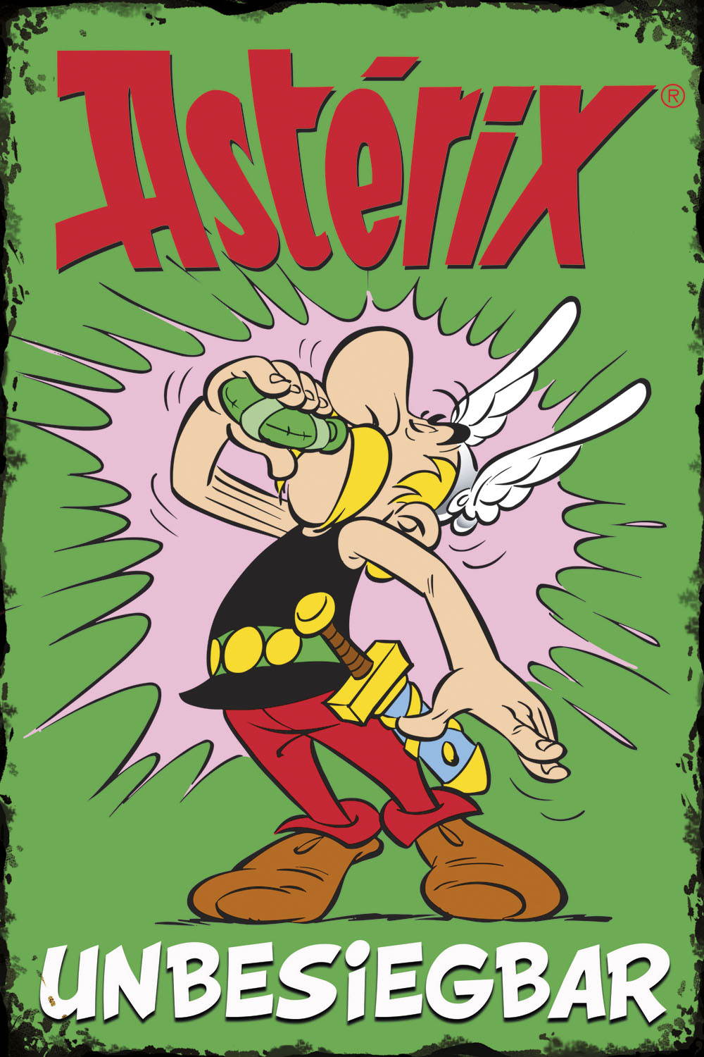 LuckyLinde Metallbild "Asterix Unbesiegbar" Fantasy Figuren Film Filmfiguren 1 Stk. tlg. Stahlschild 20x30 cm Wanddeko Bild zum Film "Kampf der Häuptlinge"