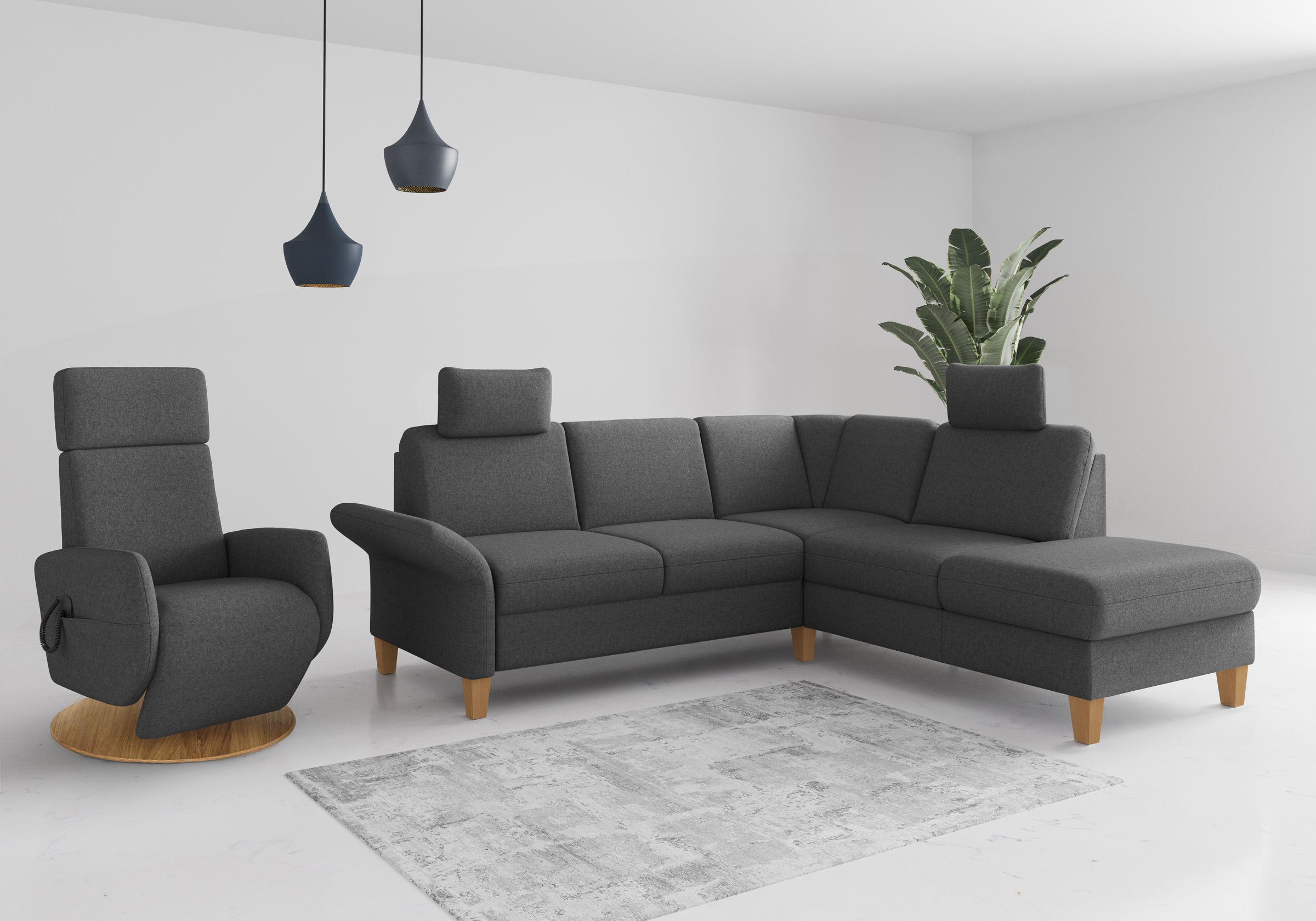 Home affaire Ecksofa »Rochelle«, wahlweise mit Armlverstellung, Klappbett mit Rollen & Bettkasten