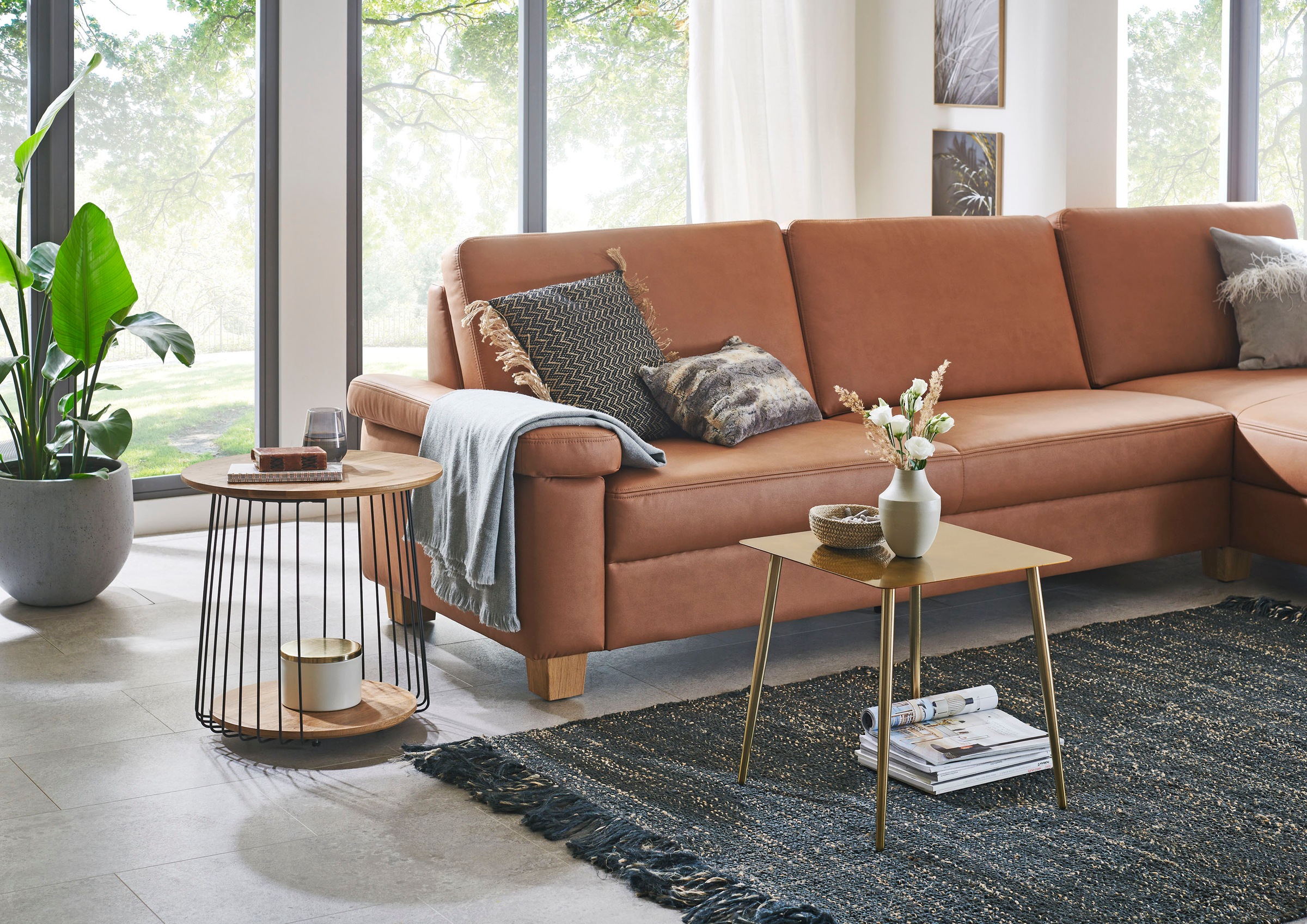 HAKU Beistelltisch »Sofatisch, Wohnzimmertisch« 1 Stk. tlg. rund - aus Massivholz Braun - Ø/H 50/52 cm