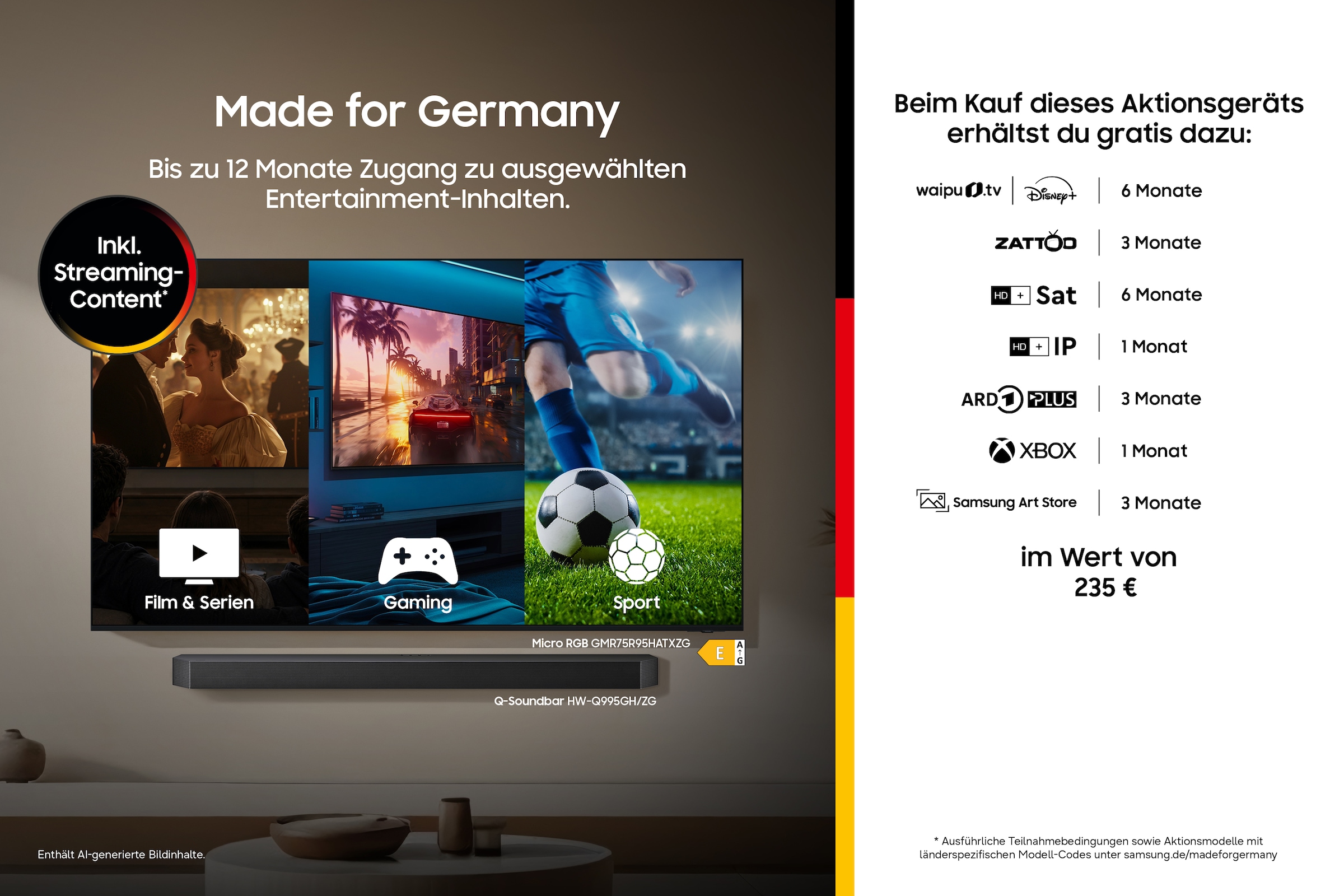 Samsung QLED-Fernseher »GQ75QN70HAU« 189 cm/75 ″ Smart-TV Real QLED, Quantum-Mini-LEDs, Gaming Hub mit 144 Hz, Adaptive Sound+