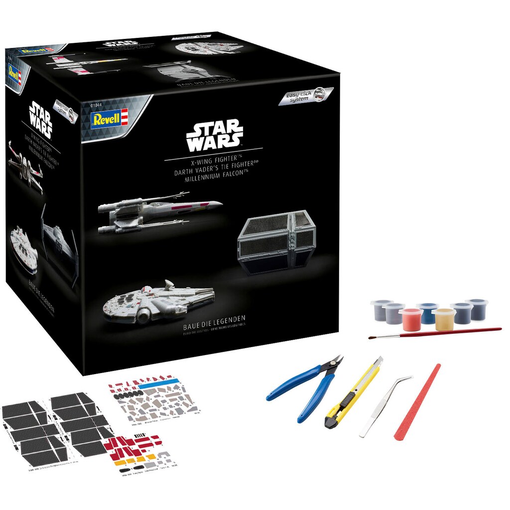 Revell® Modellbausatz »3 Star Wars Modellen (Millennium Falcon, X-Wing Fighter, TIE Fighter)«