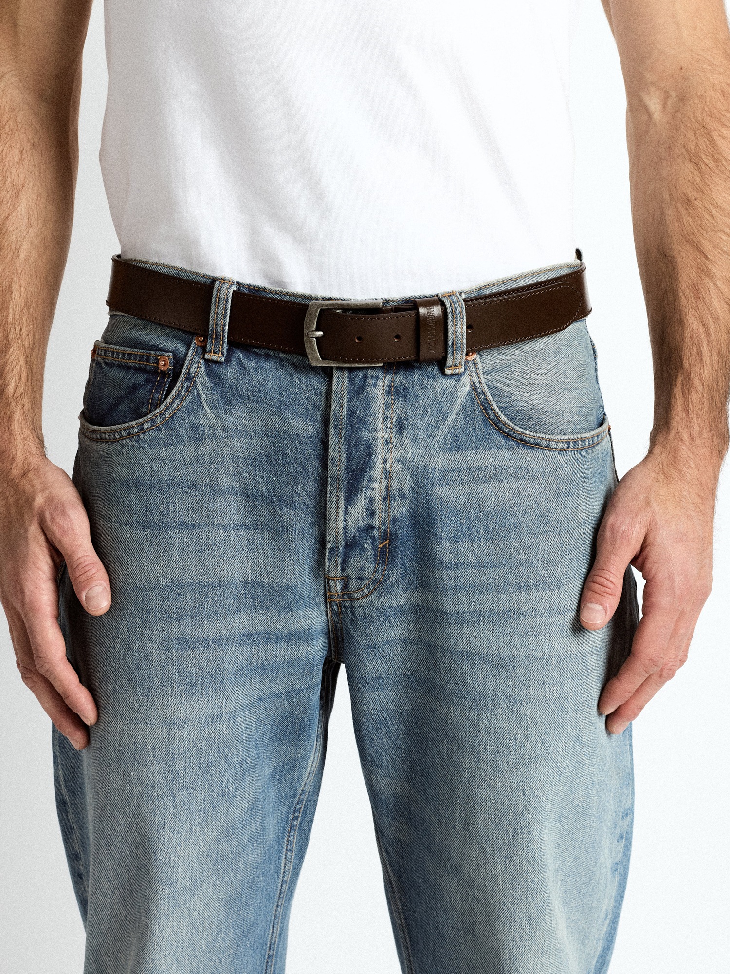 Ledergürtel JCC "31025096", Herren, Gr. 105, schwarz, braun, Obermaterial: 100% Büffelleder, Gürtel Ledergürtel 3