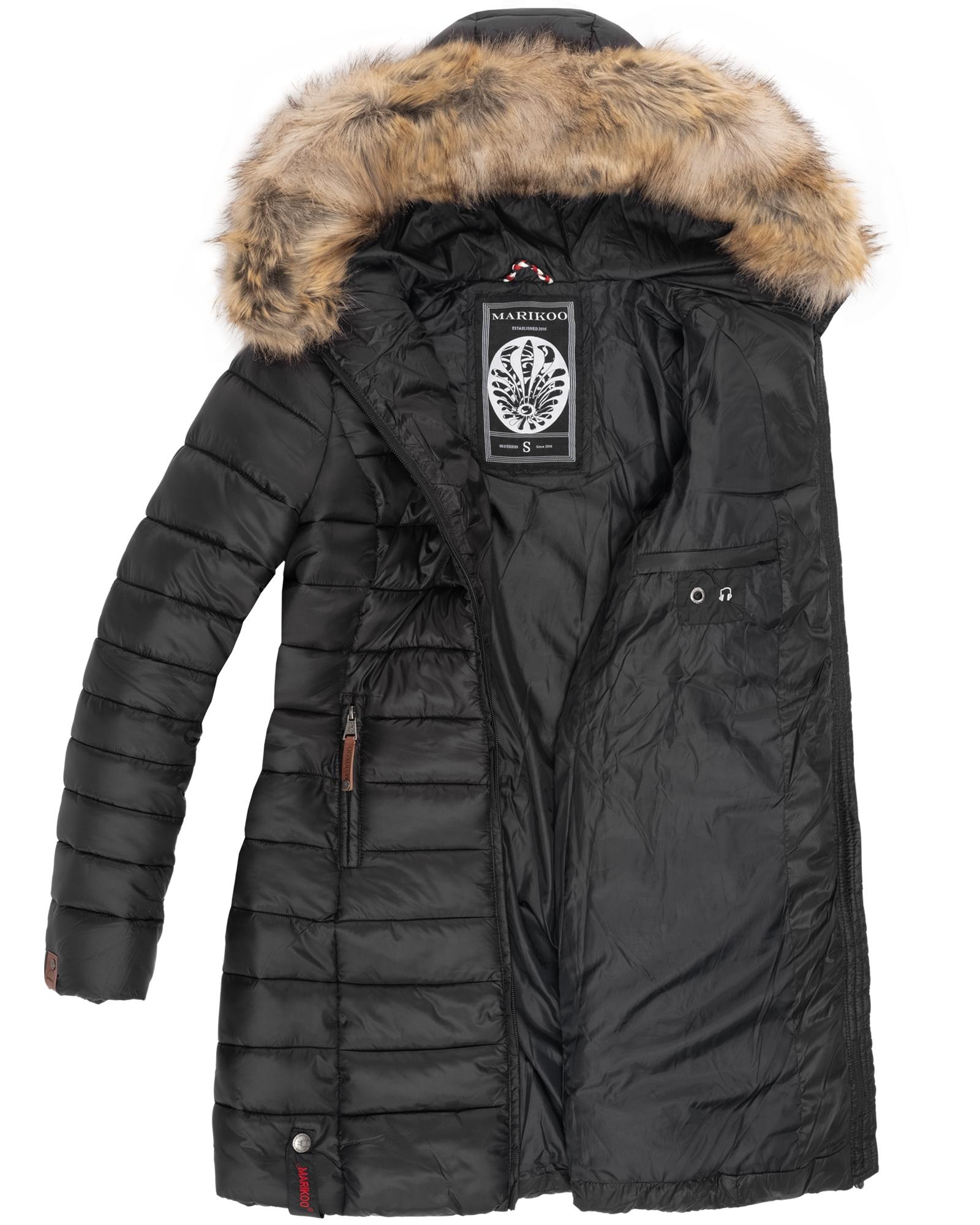 Marikoo Steppmantel »Rose-Stepp«, zeitloser Winterparka mit großer Kunstfellkapuze