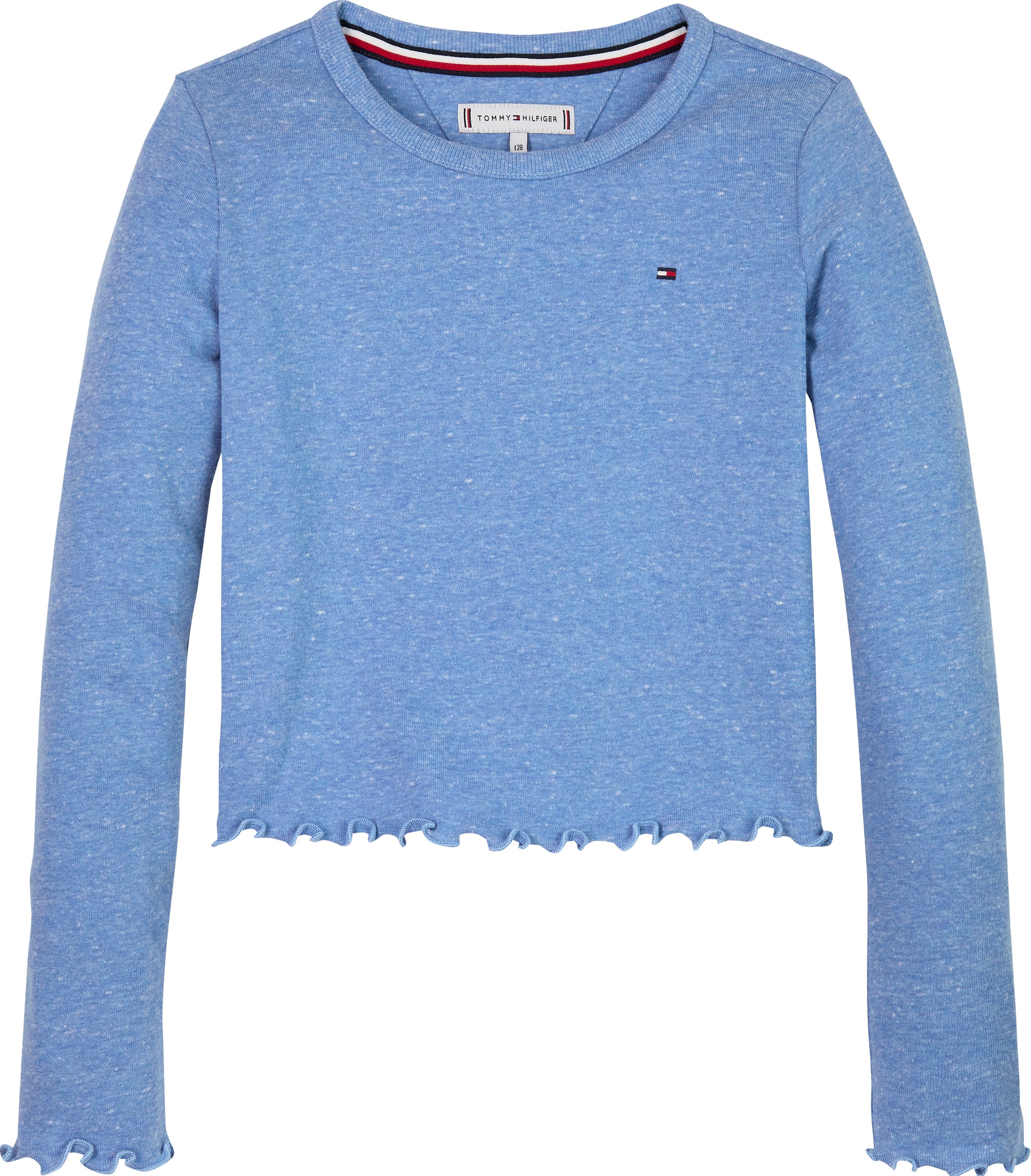 Tommy Hilfiger Langarmshirt »SLUB KNIT TOP LS«, mit gewelltem Saum