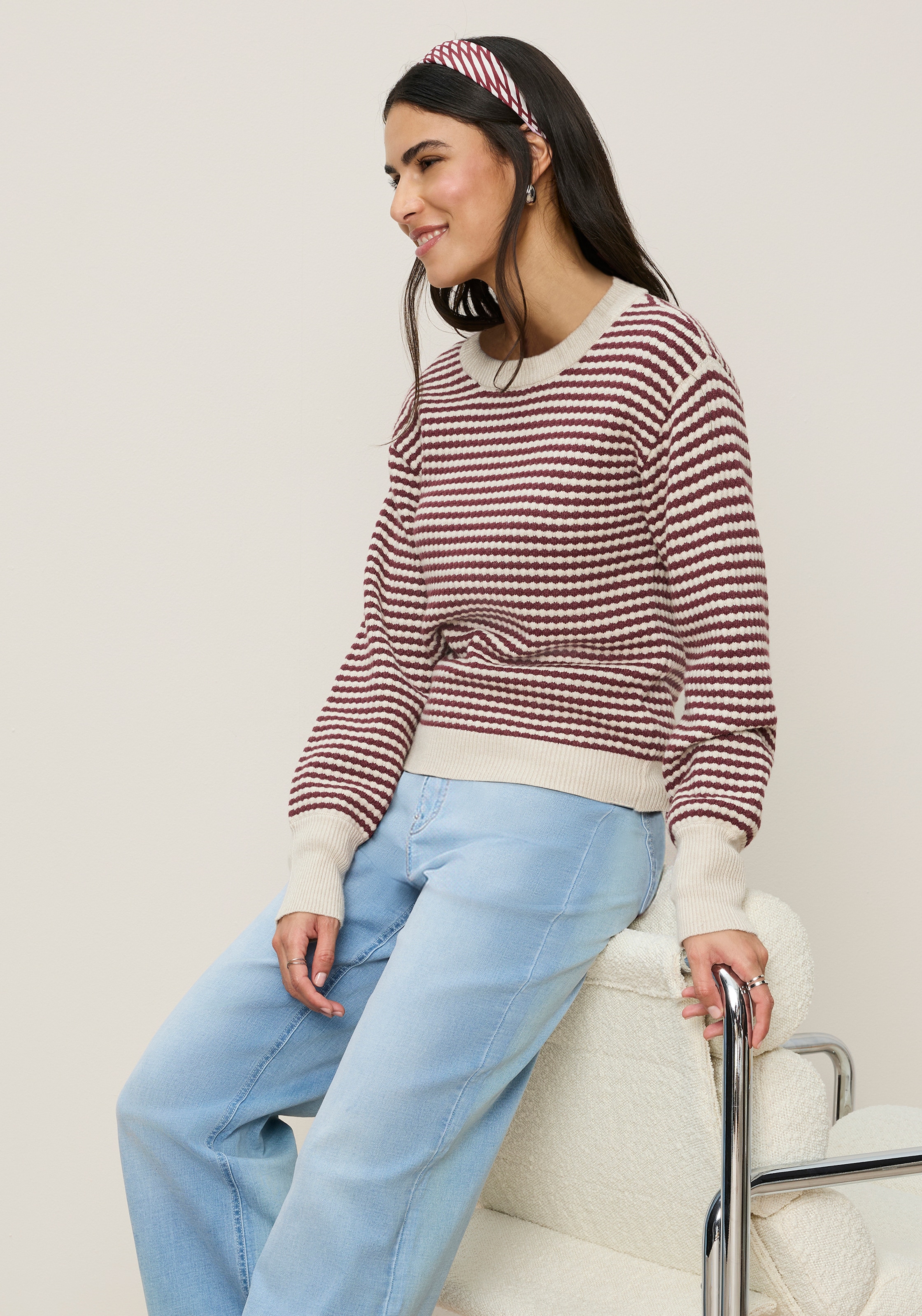 Tamaris Strickpullover »mit gestreifter Optik« aus modischem Strukturstrick