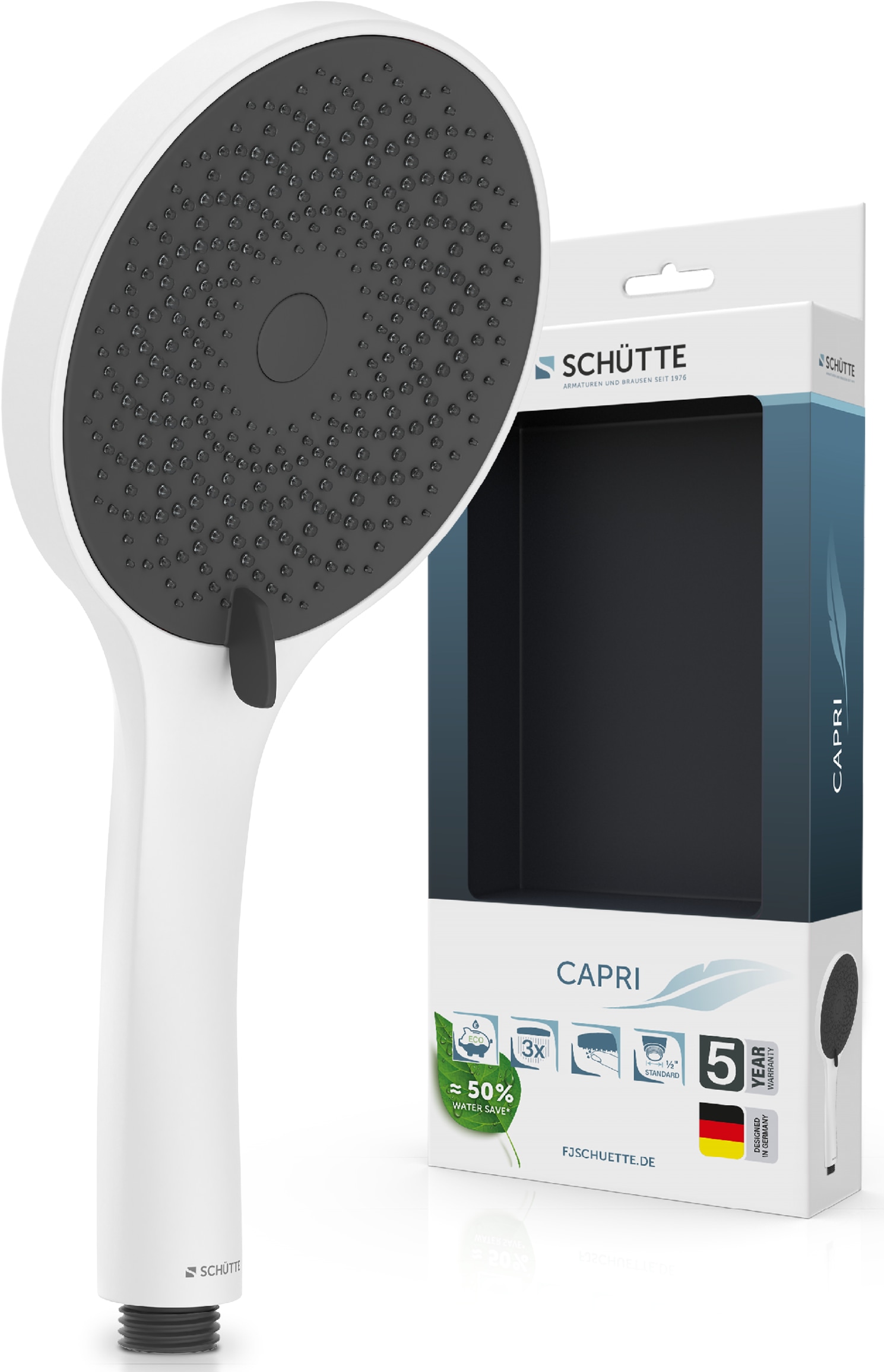 Schütte Handbrause "CAPRI" Duschbrause, 3-fach verstellbar, Antikalk, wassersparend