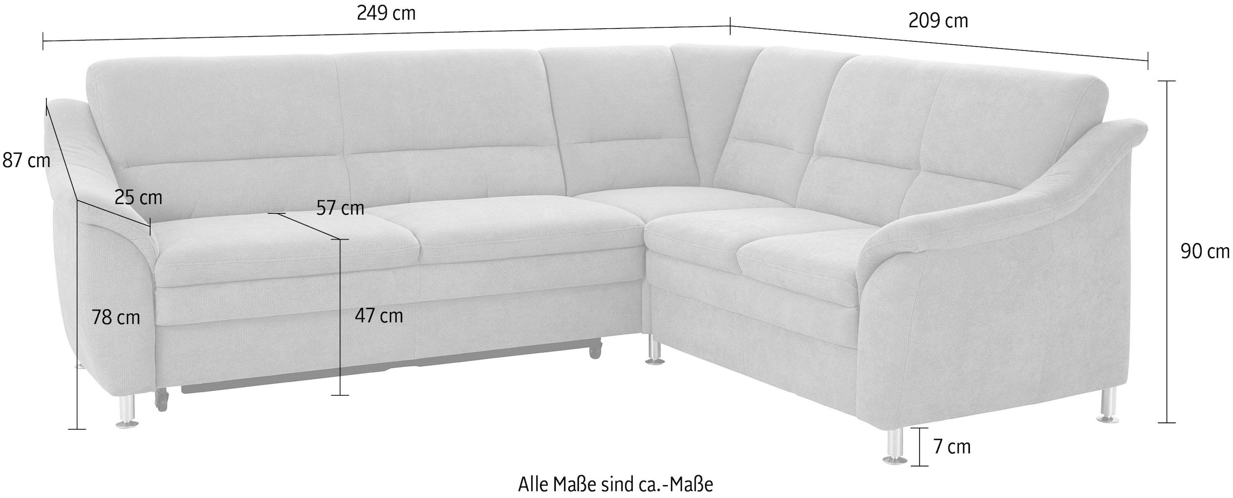 sit&more Ecksofa »Cardoso L-Form« mit Federkern, wahlweise mit Bettfunktion und Schubkasten
