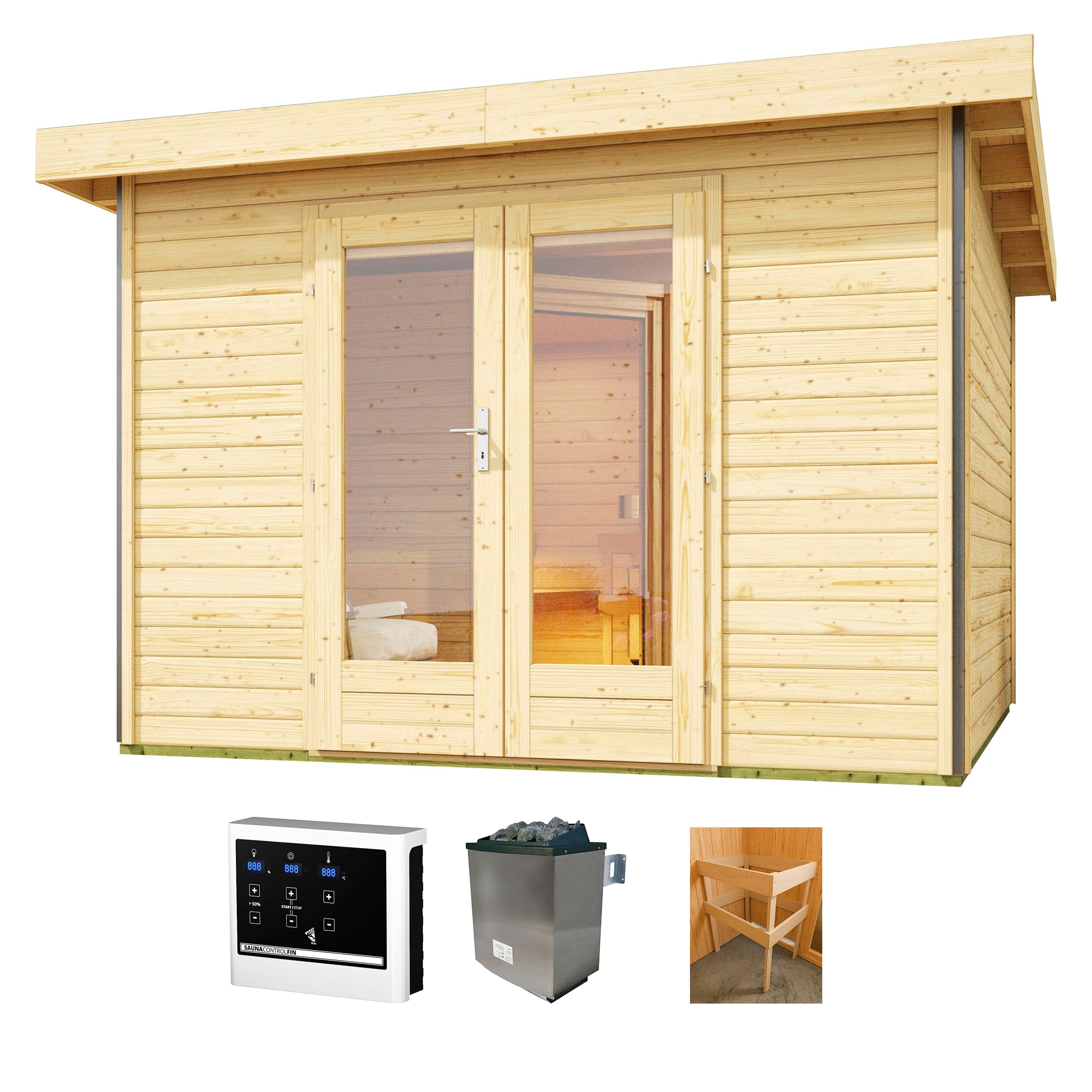 KONIFERA Saunahaus "Maiko 1 SET B" Ofen 9 KW externe Strg easy